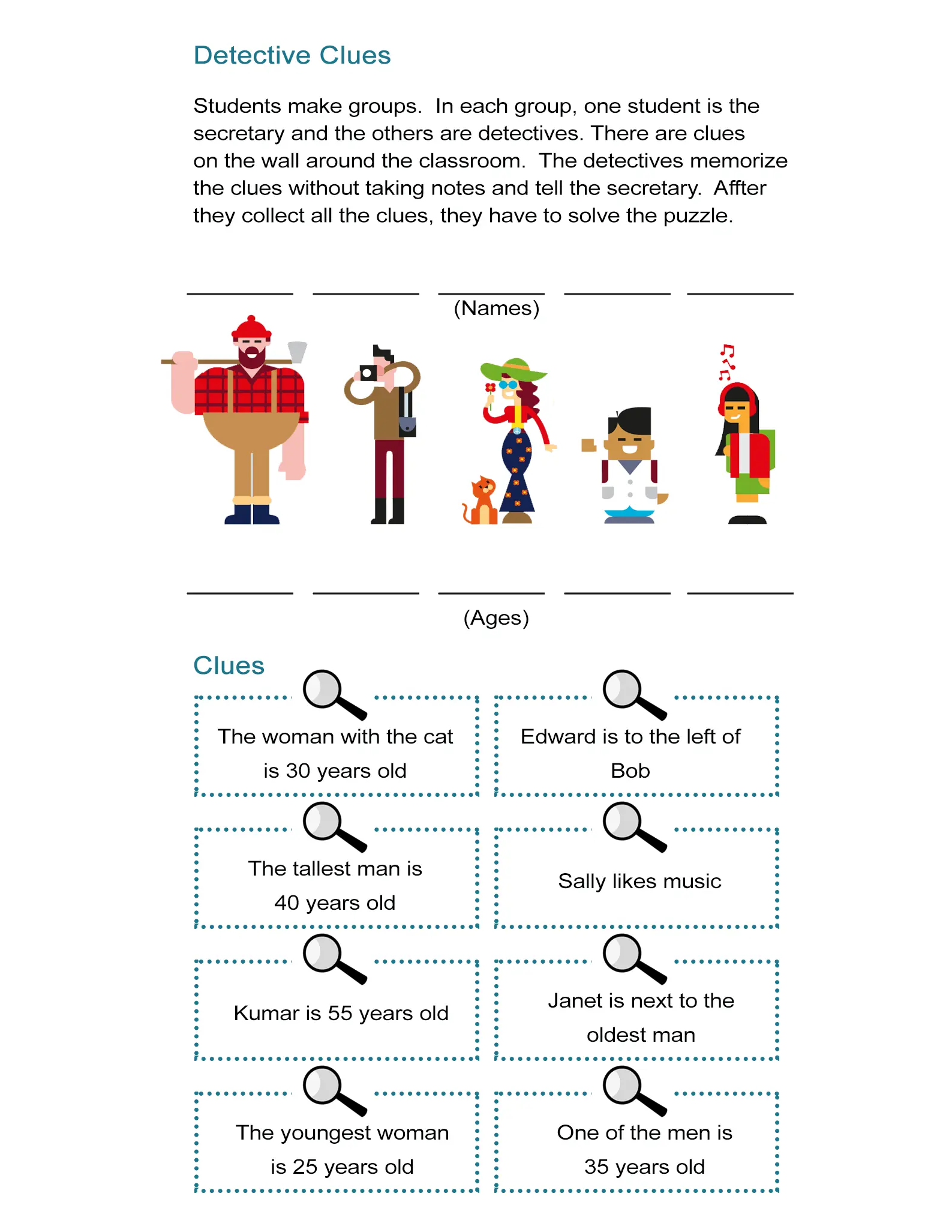 Detective Clues Solve The Mystery In The Puzzle Worksheet ALL ESL Worksheets Library