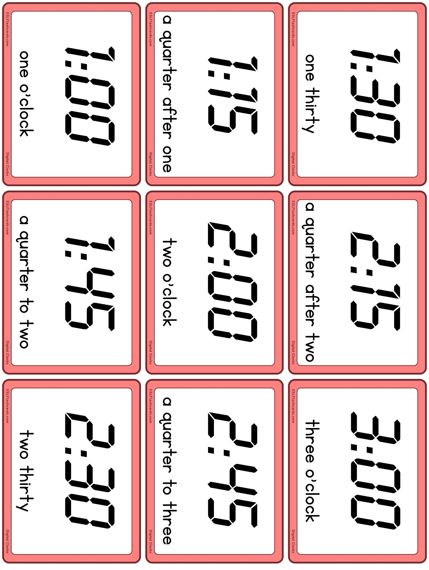 Digital Clocks ESL Flashcards