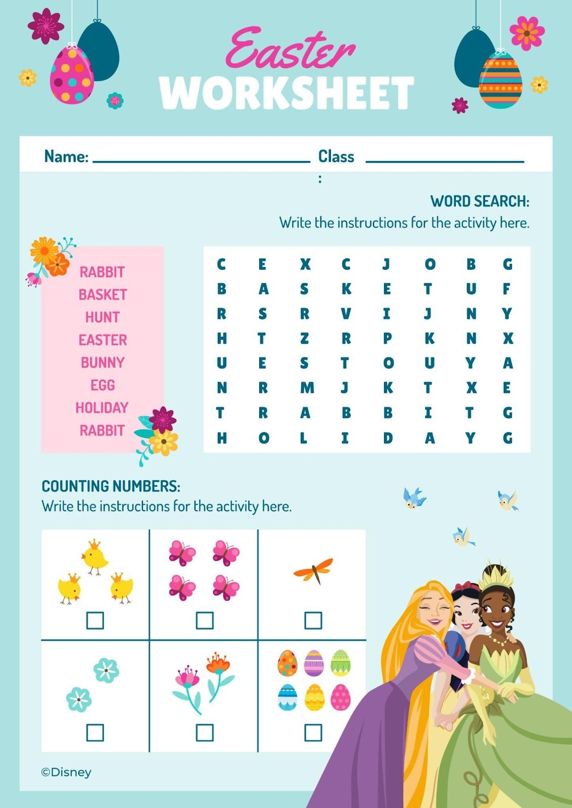 Printable Disney Princess Worksheets