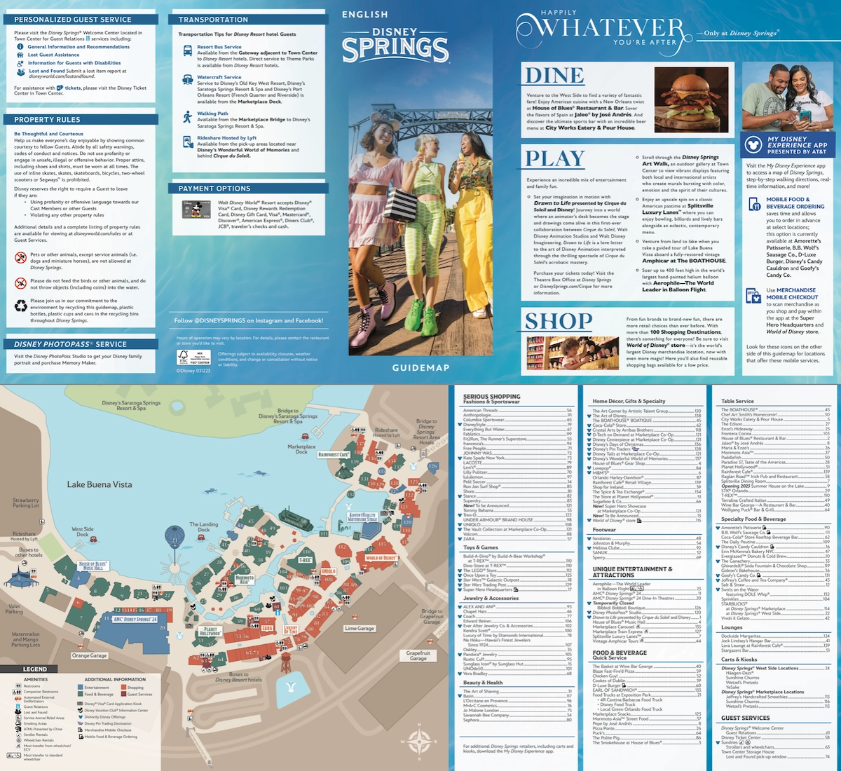 Disney Springs Map At Walt Disney World Resort Printable PDF 