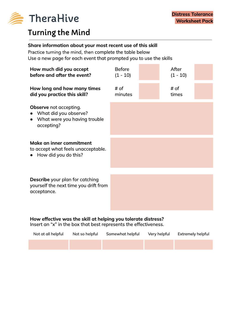 Printable Distress Tolerance Worksheets