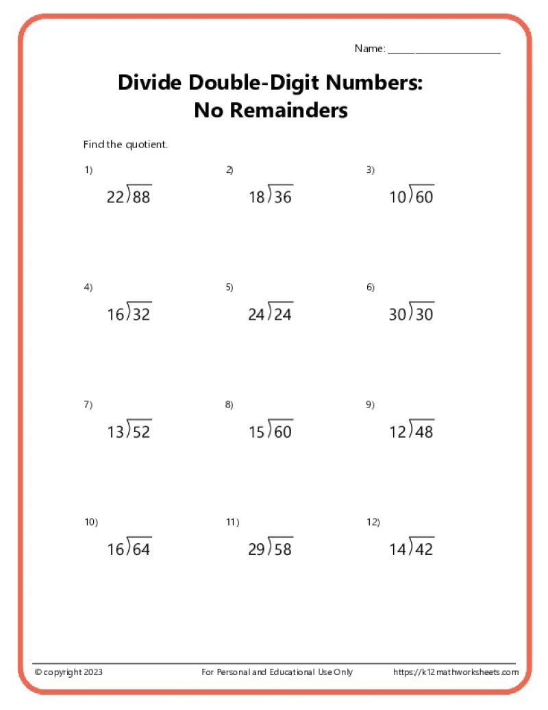 Division Worksheets K12 Math Worksheets