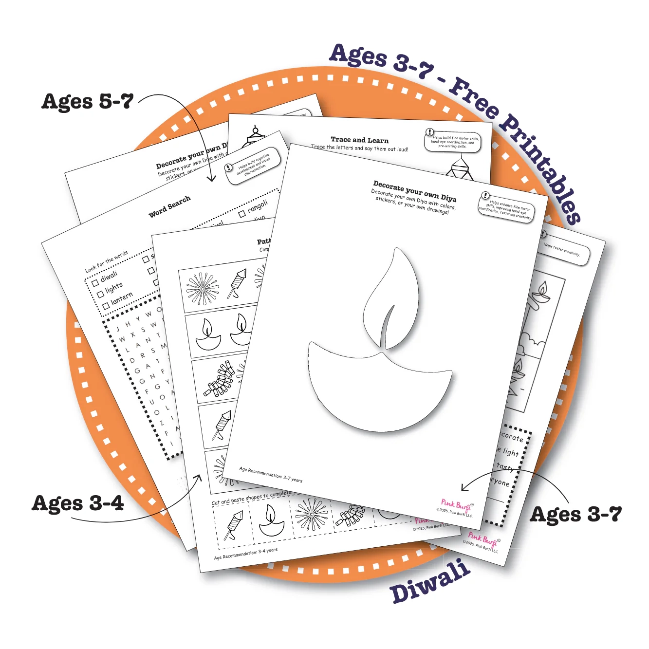 Diwali Activity Printable Pack For Kids Ages 3 7 Learn Through Ind Pink Burfi 