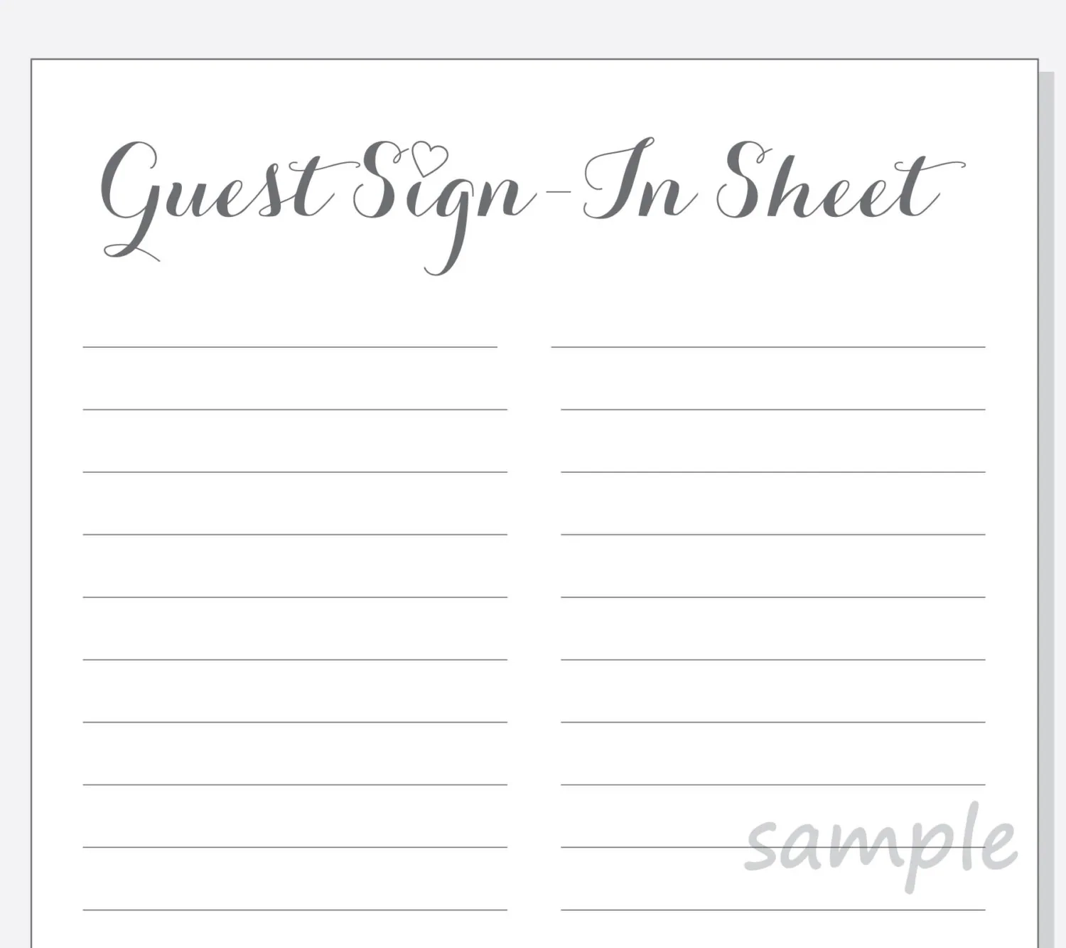 DIY Guest Sign in Sheet Printable For A Wedding Bridal Shower Anniversary Party Script With Red Purple Pink Or Clear Heart Etsy DIY Guest Sign in Sheet Printable For A Wedding Bridal Shower Anniversary Party Script With Red Purple Pink Or Clear Heart Etsy
