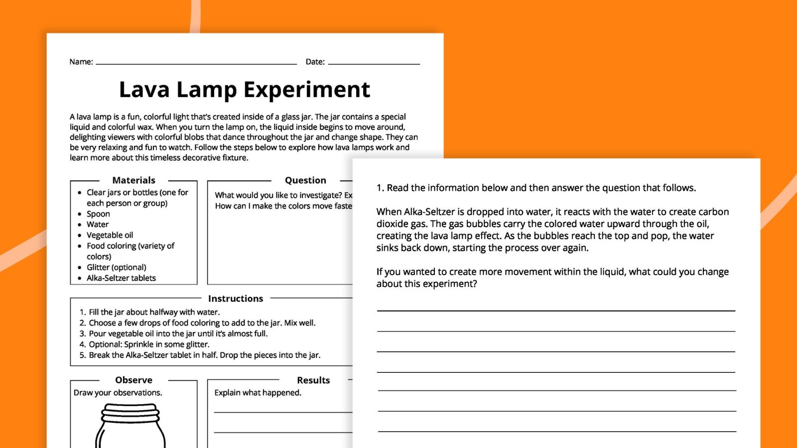 Printable Lava Lamp Experiment Worksheet
