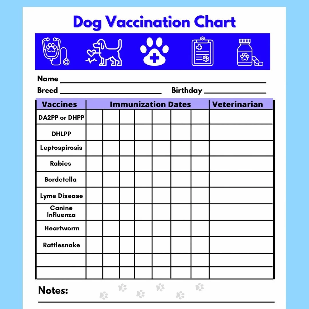 Puppy Vaccination Chart Printable