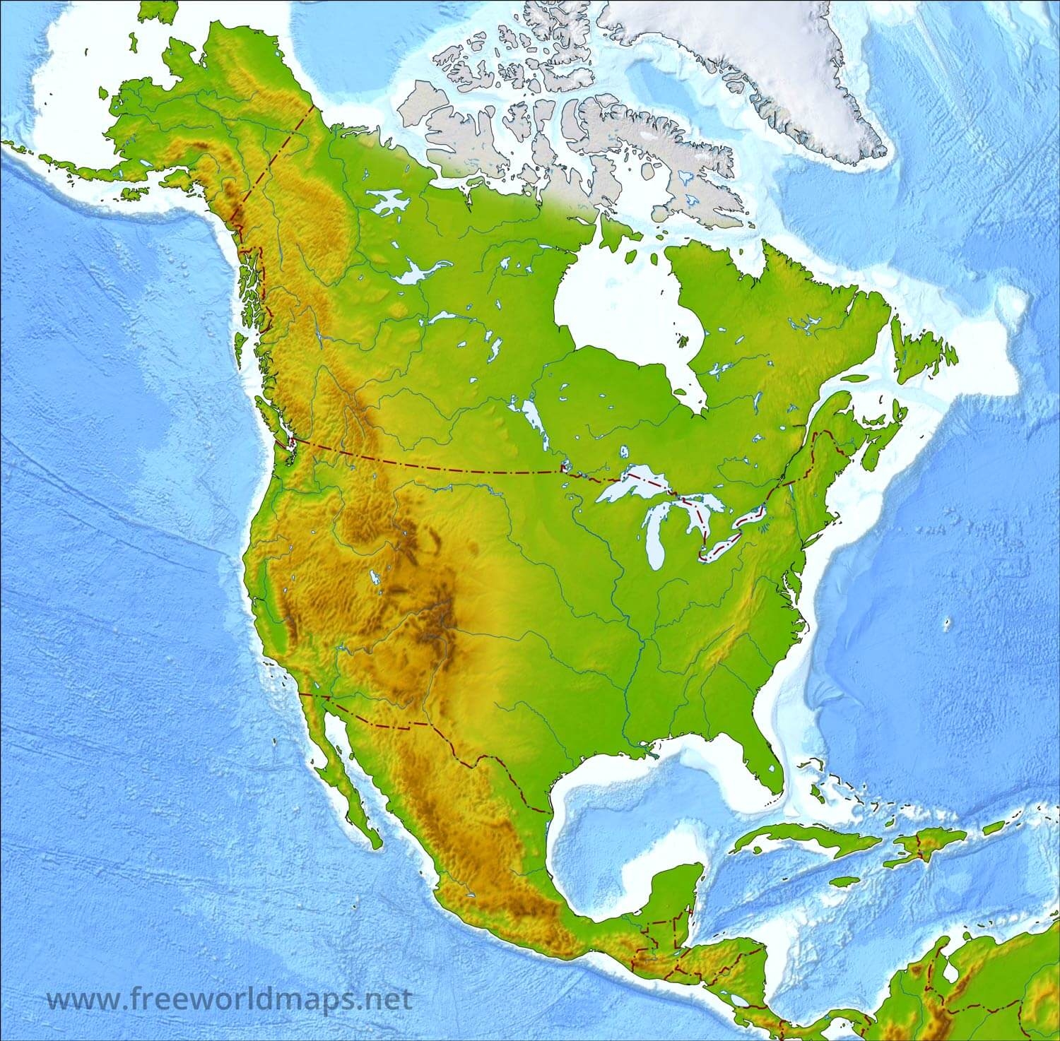 Free Printable Map Of North America