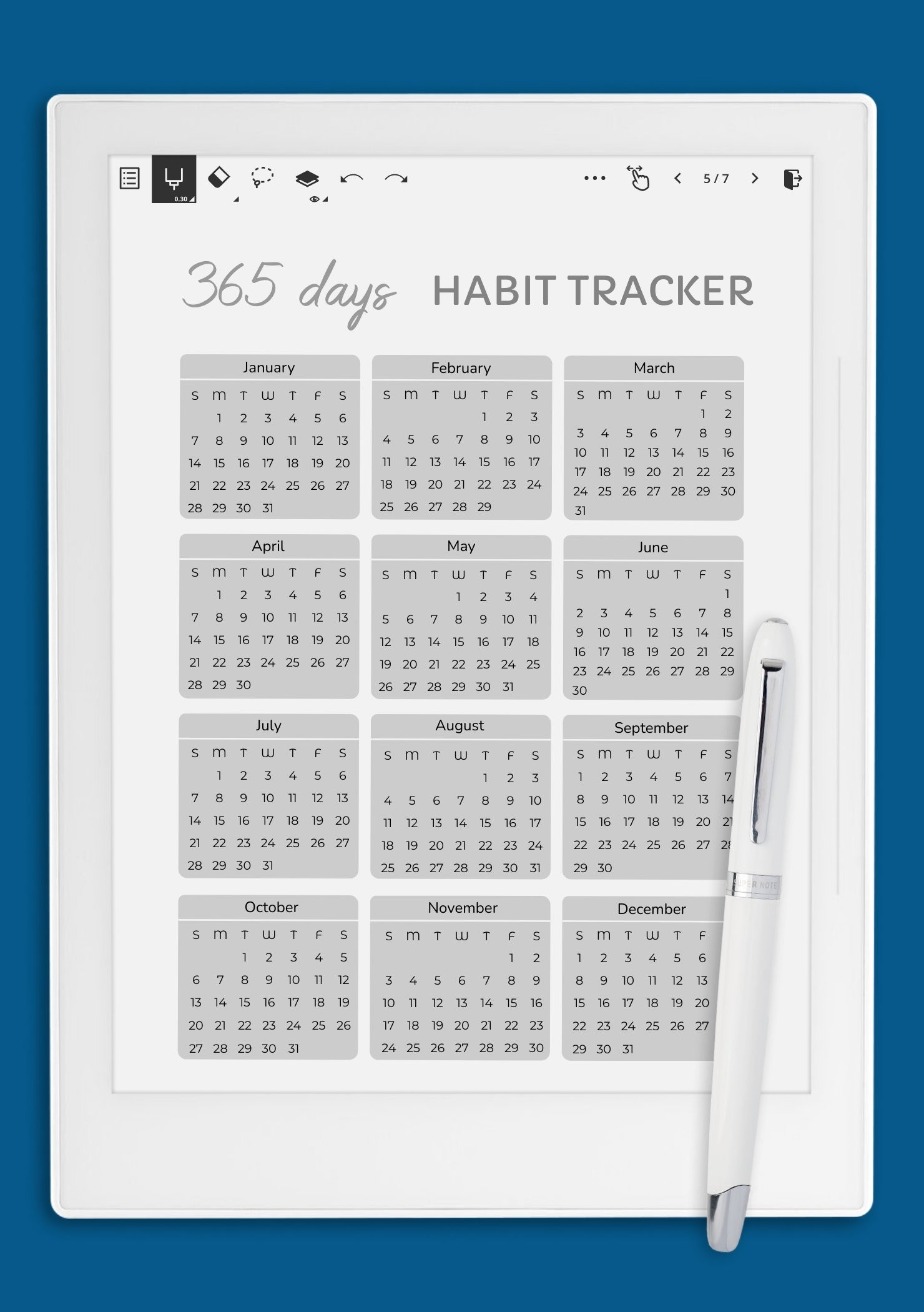 Download Printable 365 Days Habit Tracker Template PDF