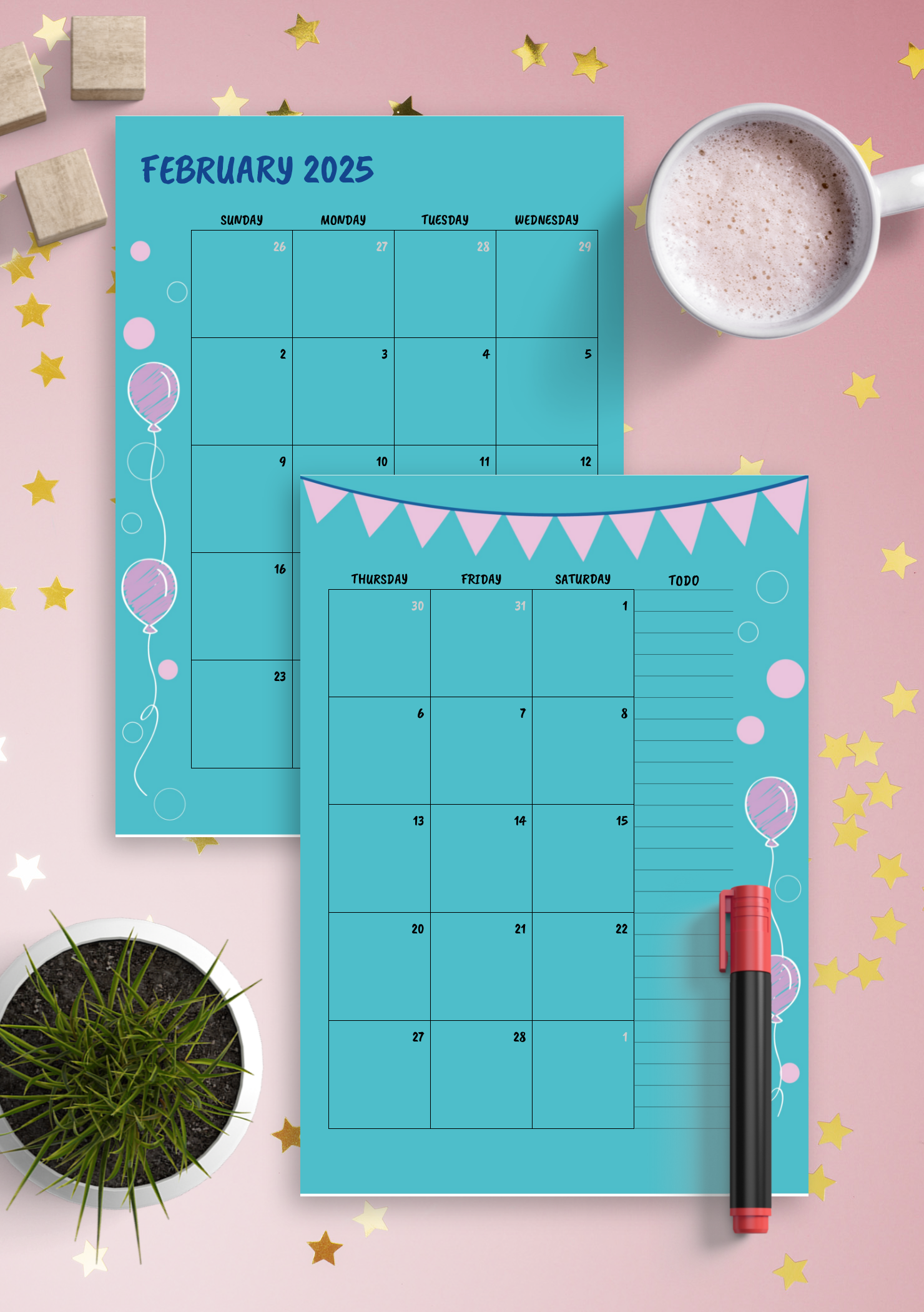 Printable Monthly Birthday Calendar