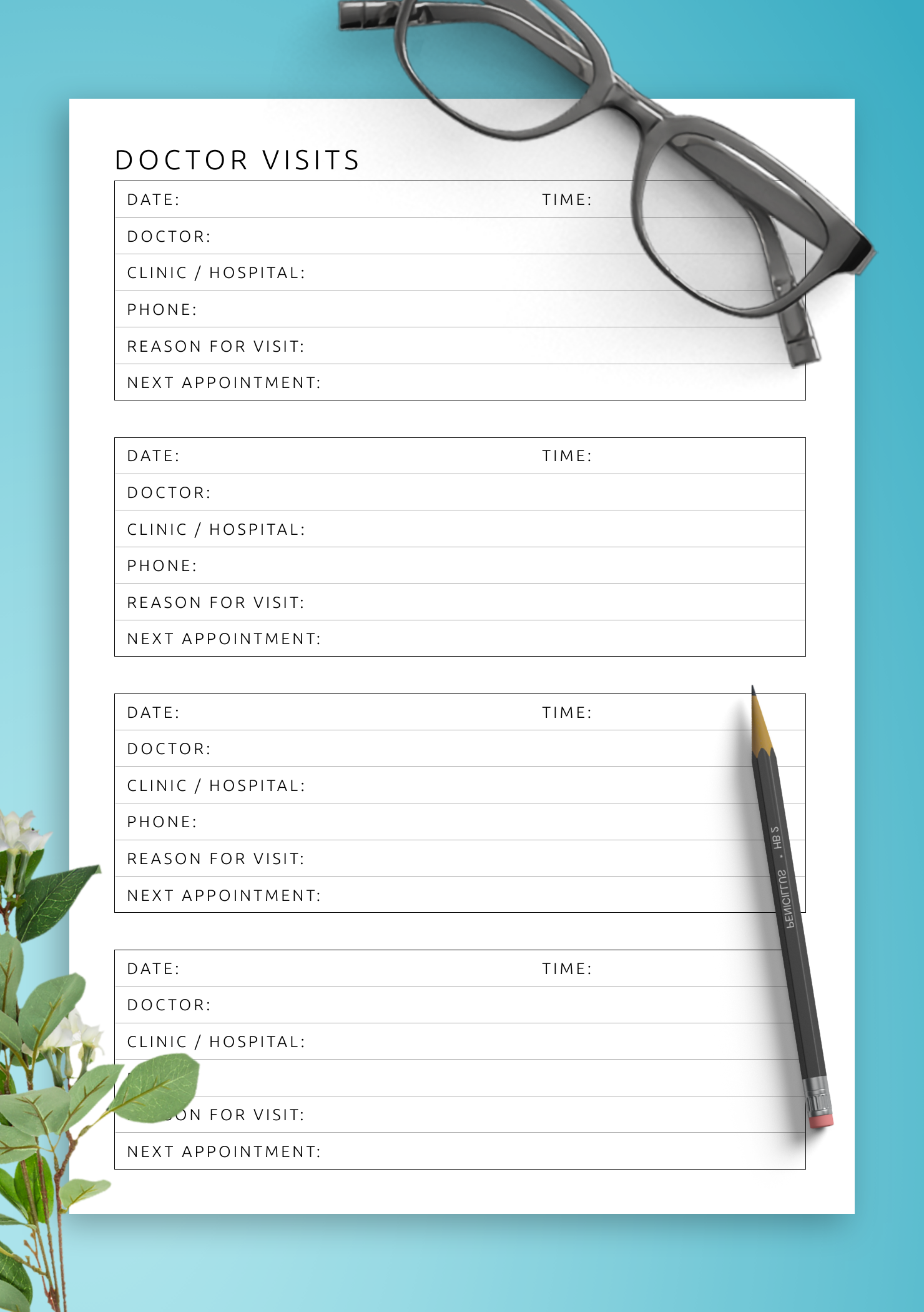 Download Printable Doctor Visits Template PDF
