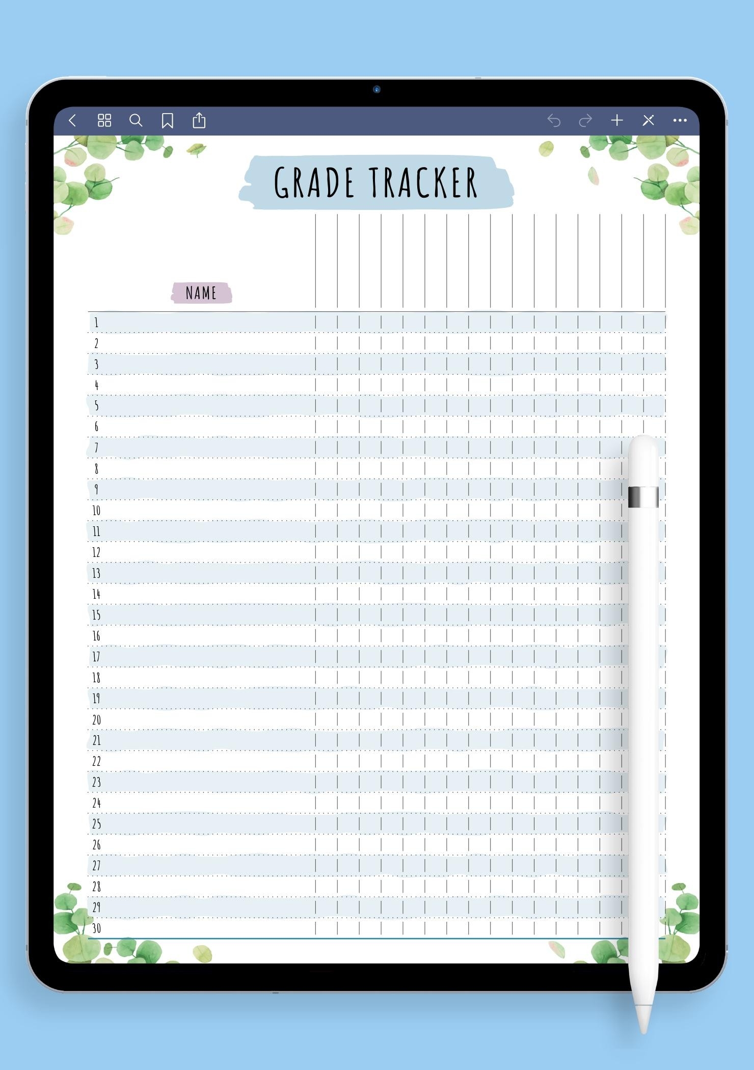 Free Printable Gradebook Sheets For Teachers