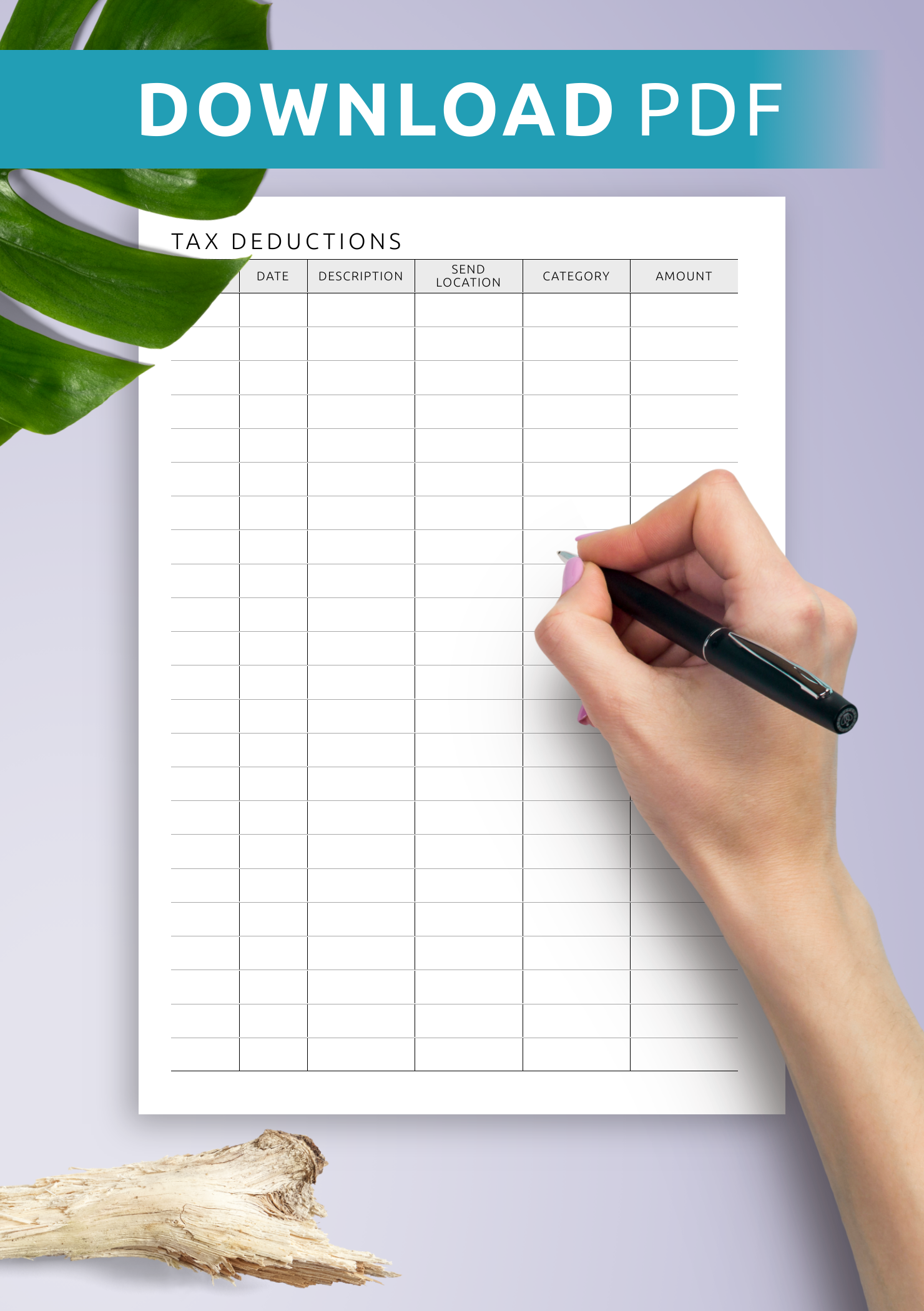 Download Printable Simple Tax Deductions Tracker Template PDF