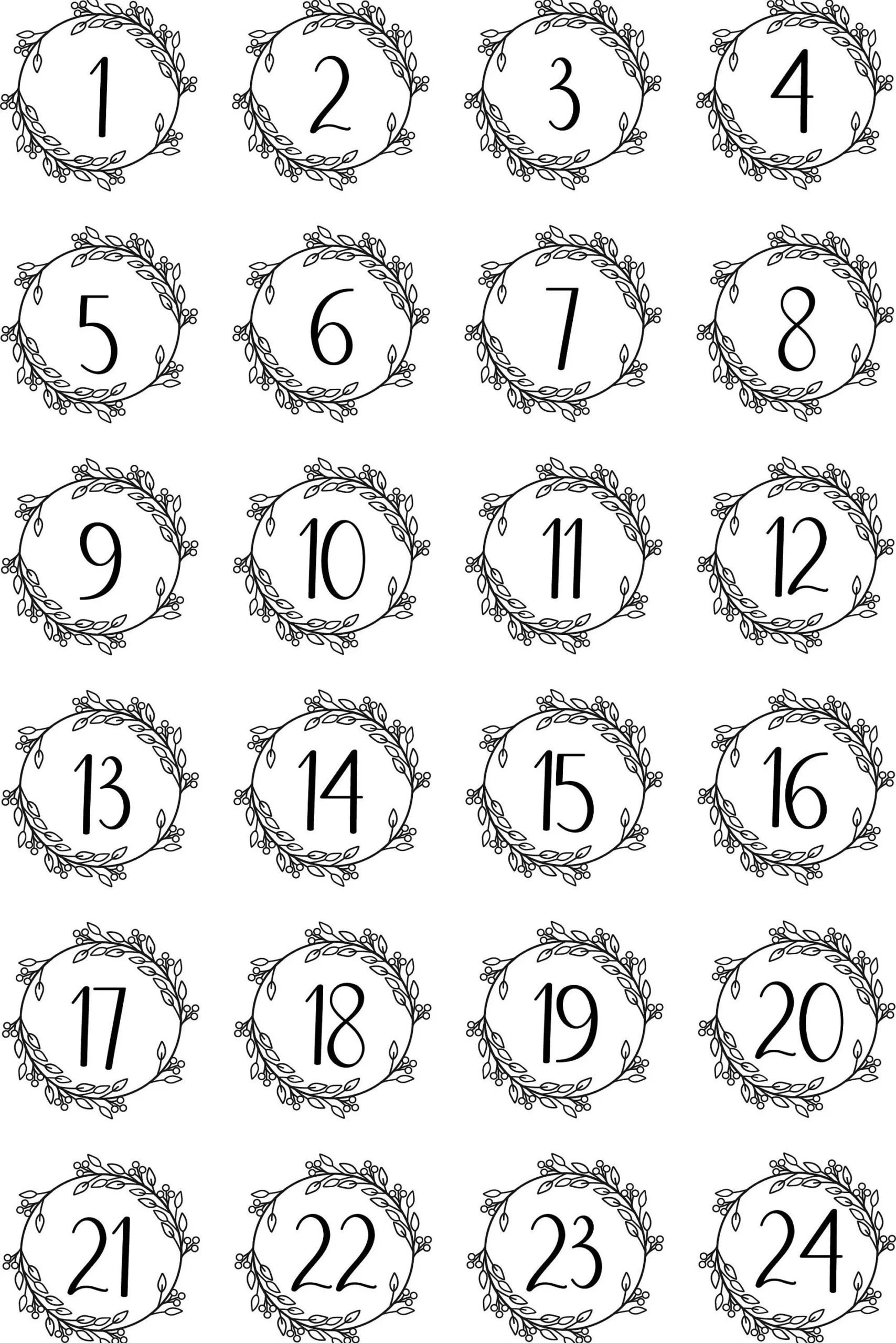 Downloadable Advent Numbers 1 24 PDF Download Christmas PDF Kids Christmas File Instant Download Advent Calendar Print At Home