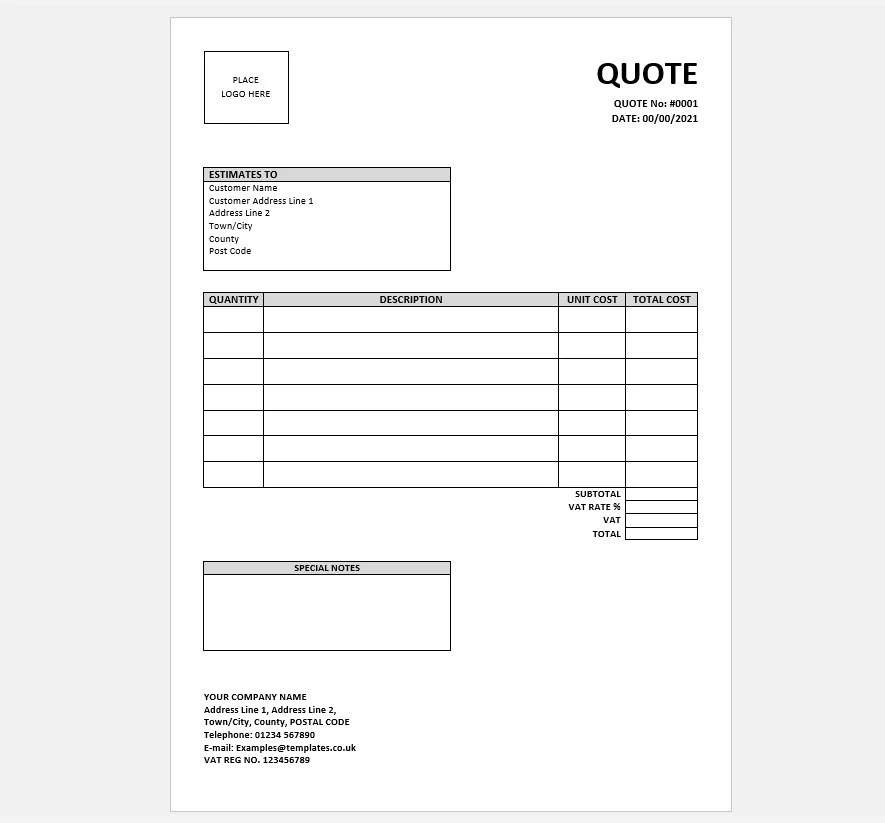 Free Printable Quote Sheets Free Printable Quote Sheets