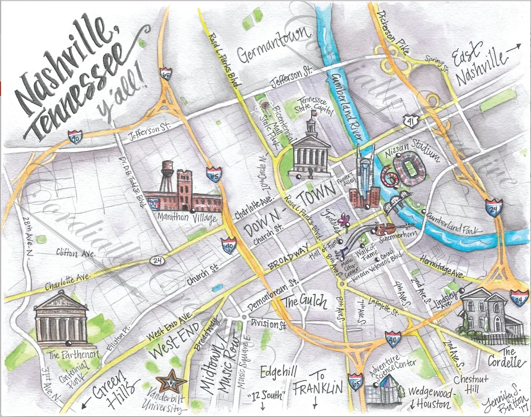 Downtown Nashville Map Watercolor Illustration Print Digitally Printed On White Linen Stock Hand Drawn Map Tennessee Etsy UK Downtown Nashville Map Watercolor Illustration Print Digitally Printed On White Linen Stock Hand Drawn Map Tennessee Etsy UK