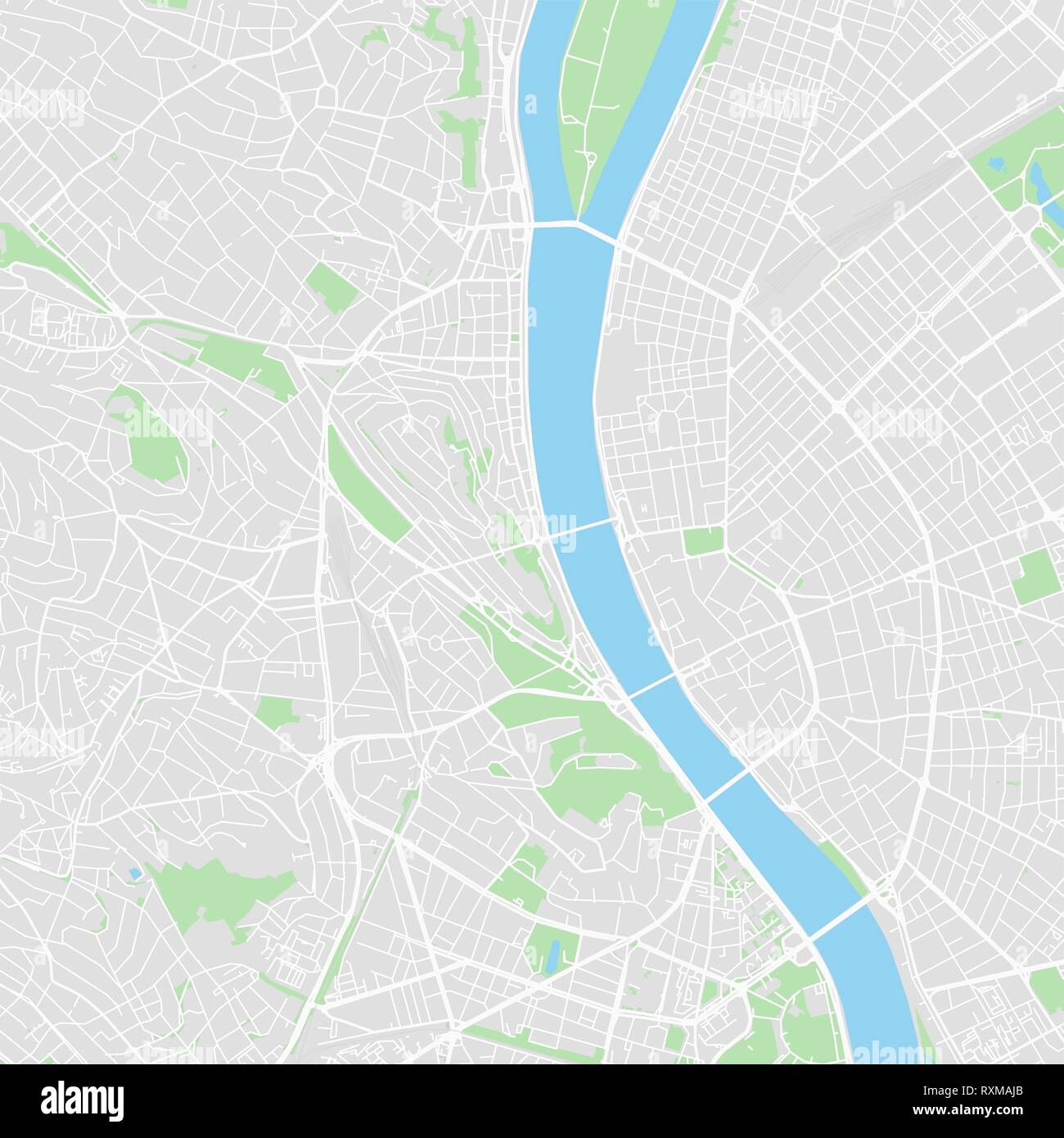 Downtown Vector Map Of Budapest Hungary This Printable Map Of Budapest Contains Lines And Classic Colored Shapes For Land Mass Parks Water Major Stock Vector Image Art Alamy
