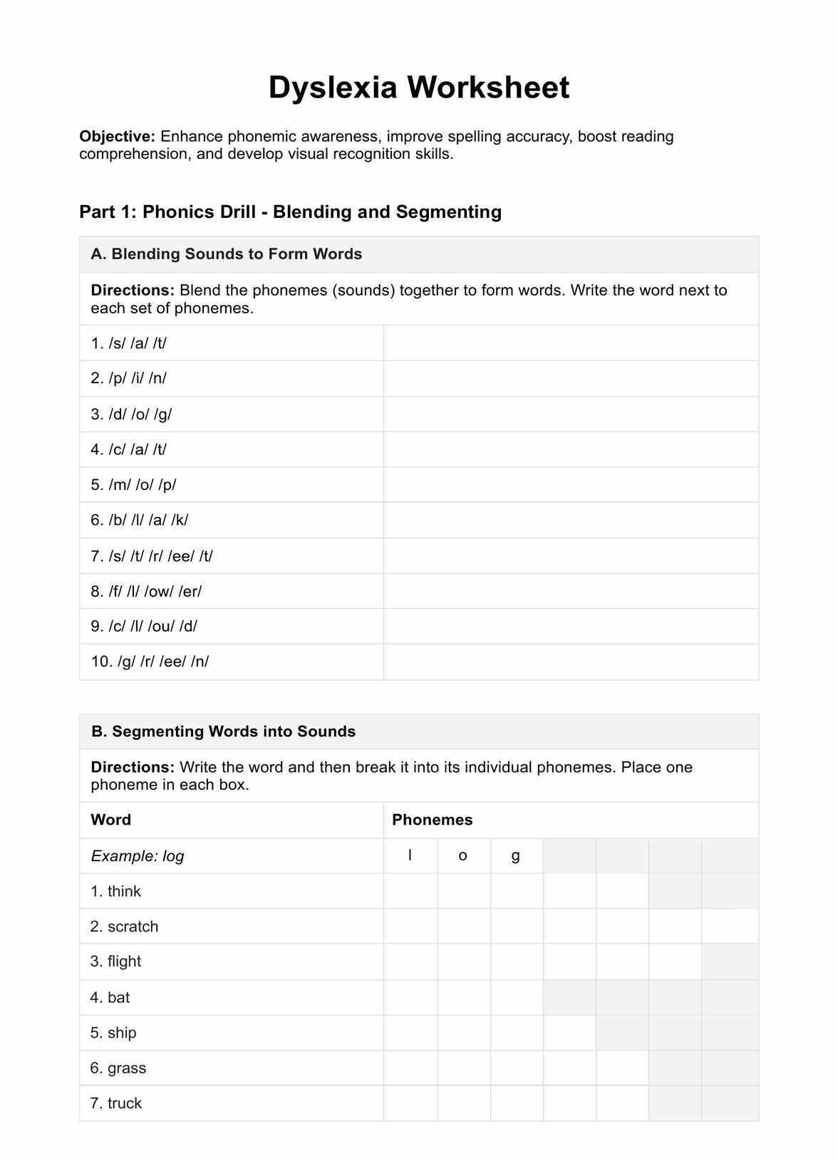 Free Printable Portuguese Worksheets