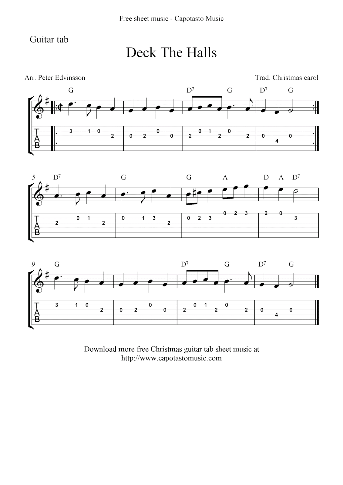 Printable Guitar Sheet Music
