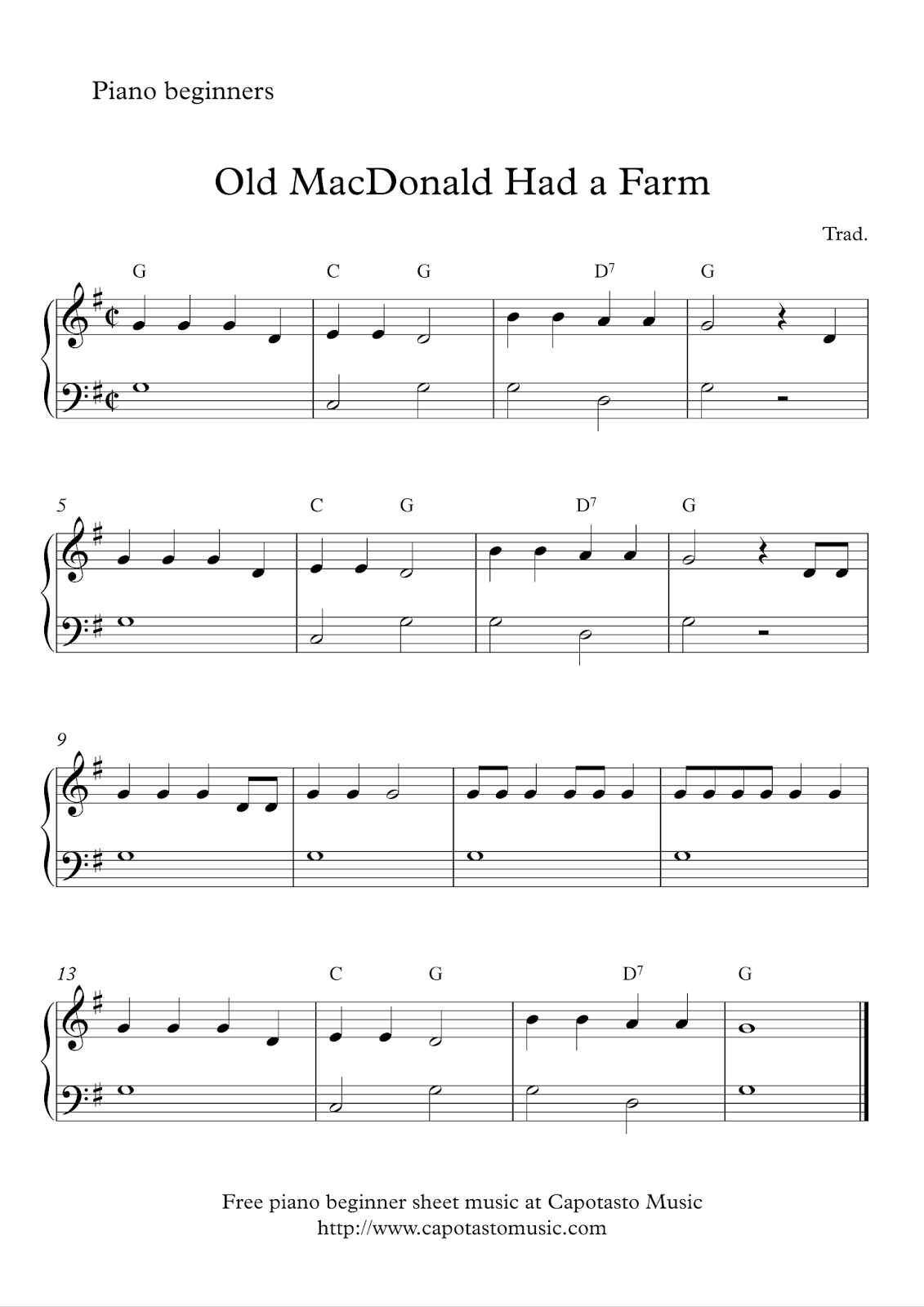 Free Printable Sheet Music For Beginners