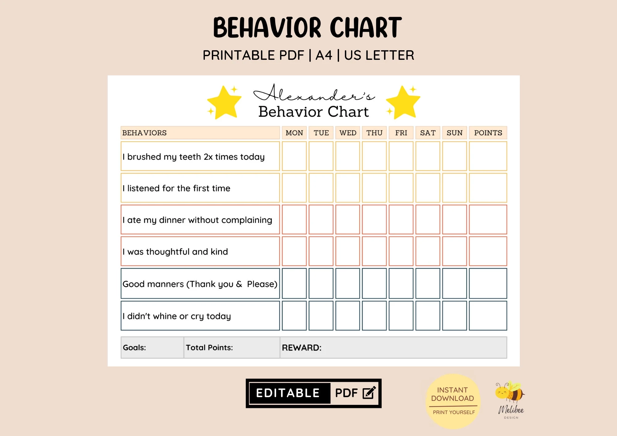 Behavior Chart Printable Template