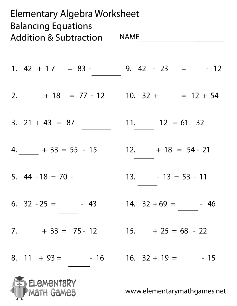 Printable Solving Equations Worksheets
