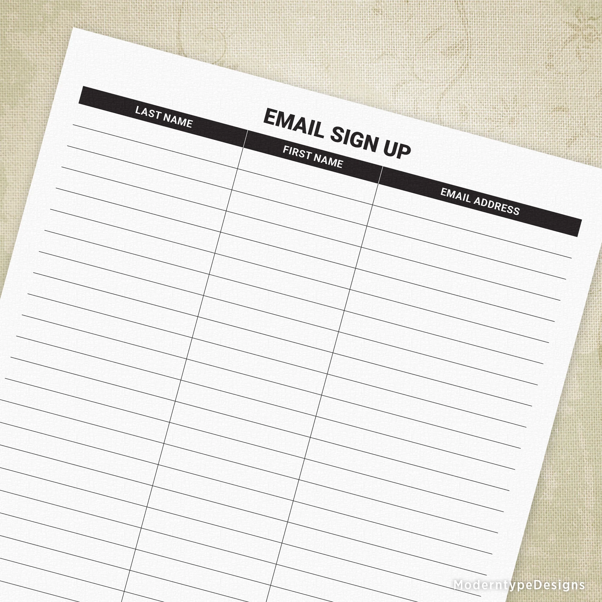 Printable Email Sign Up Sheet Template