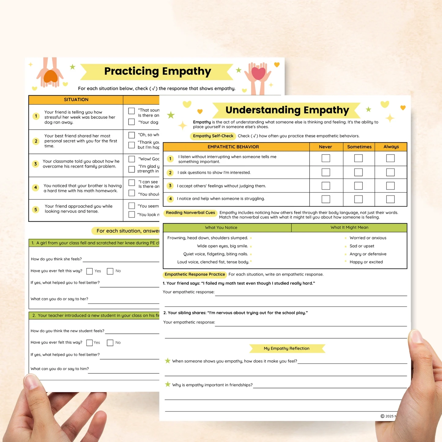 Empathy Worksheets 2 Pages Mental Health Center Kids