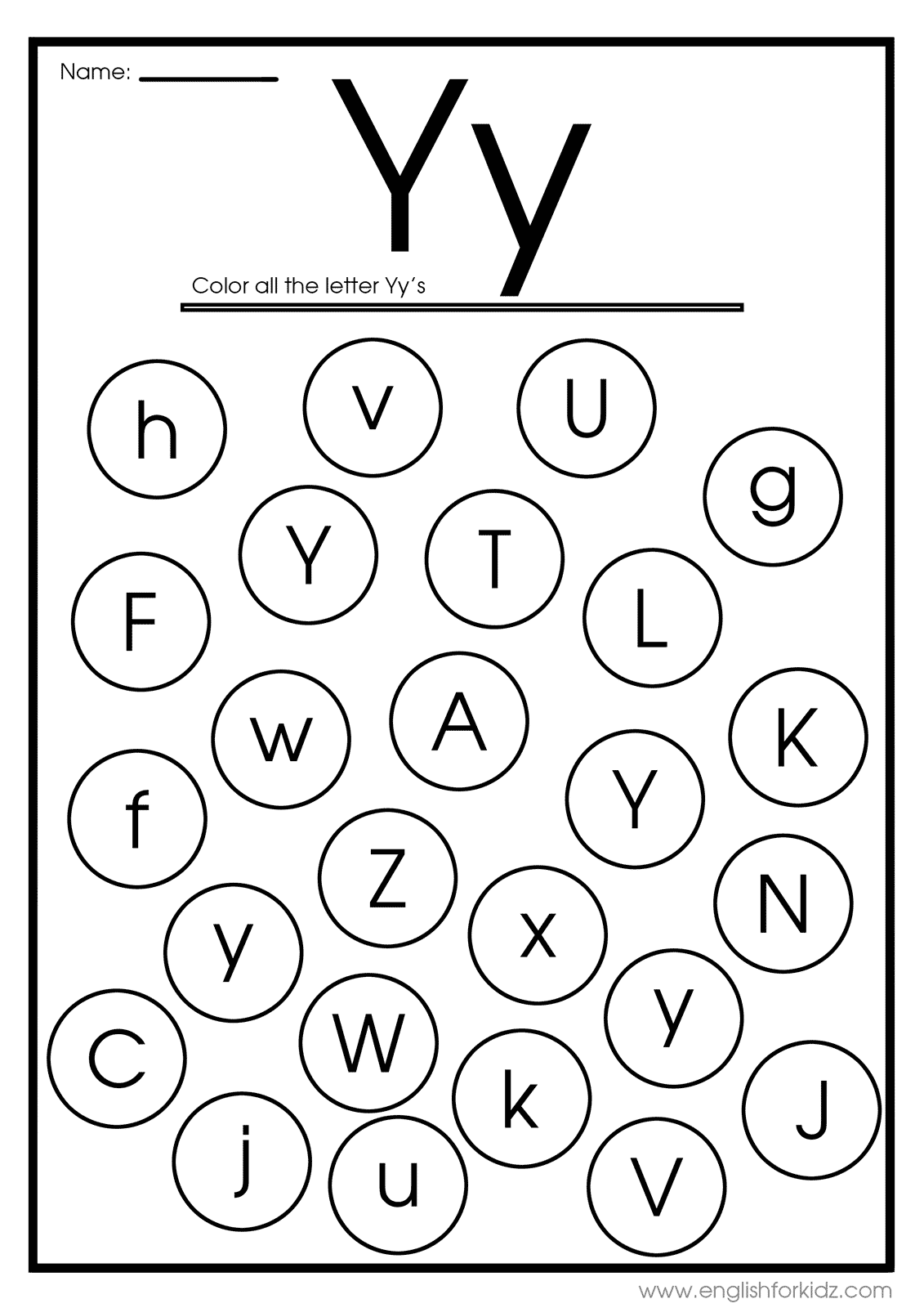 Letter Y Worksheets Printable