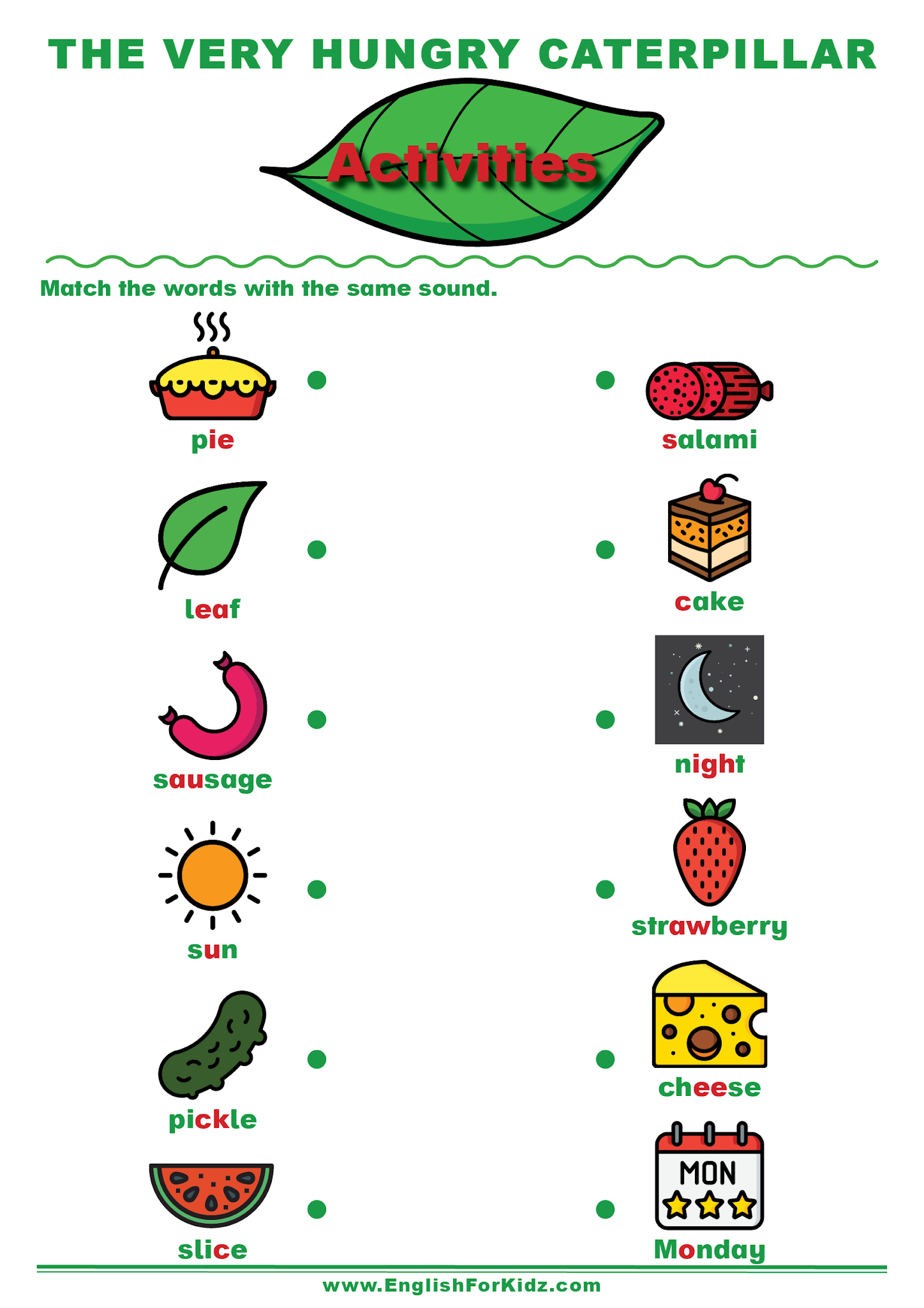 Printable The Very Hungry Caterpillar Worksheets