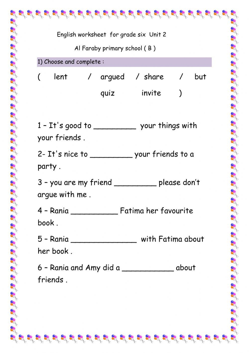 English Worksheet Grade 6 Worksheet Worksheets Library