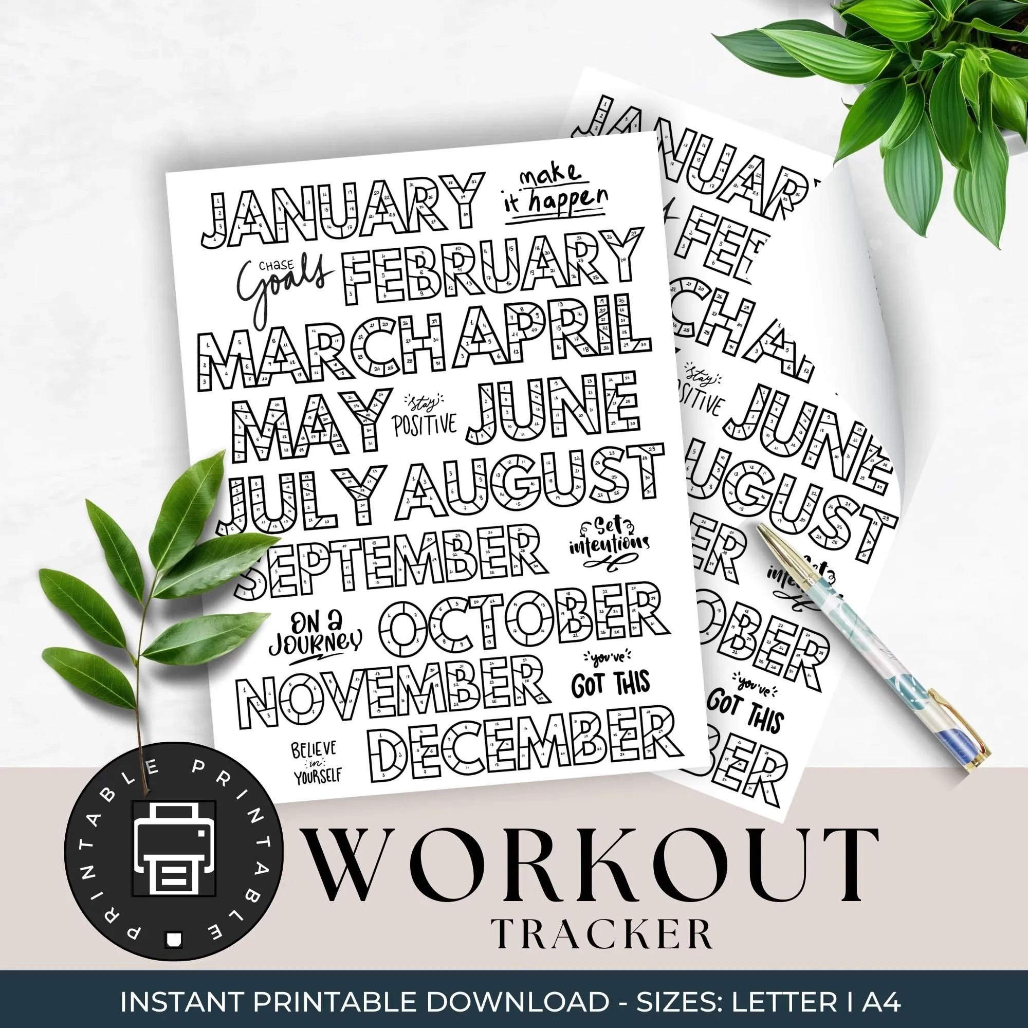Goal Chart Workout Coloring Calendar Printable Goal Chart Workout Coloring Calendar Printable