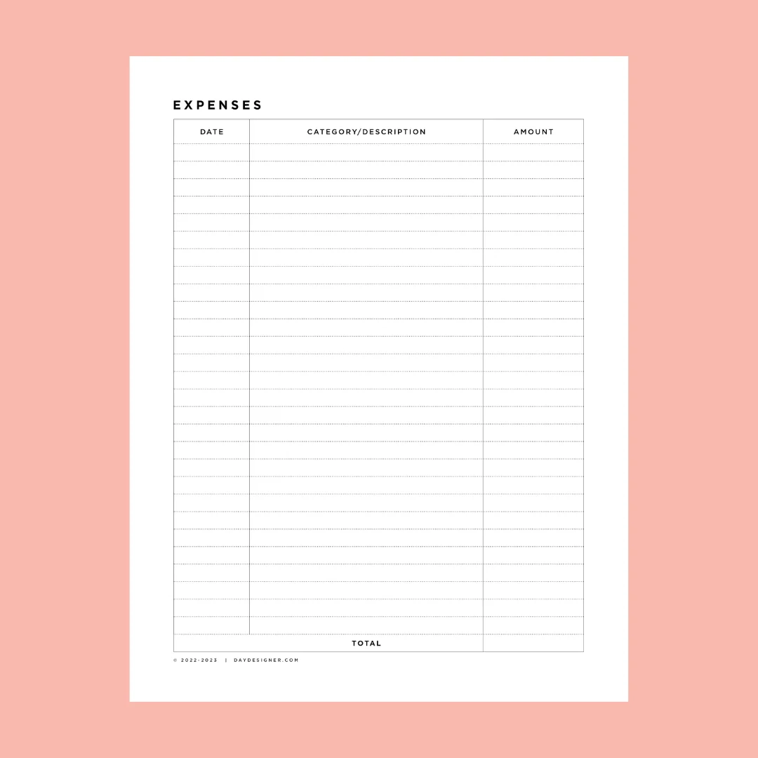 Expense Tracker Free Worksheet Download Day Designer
