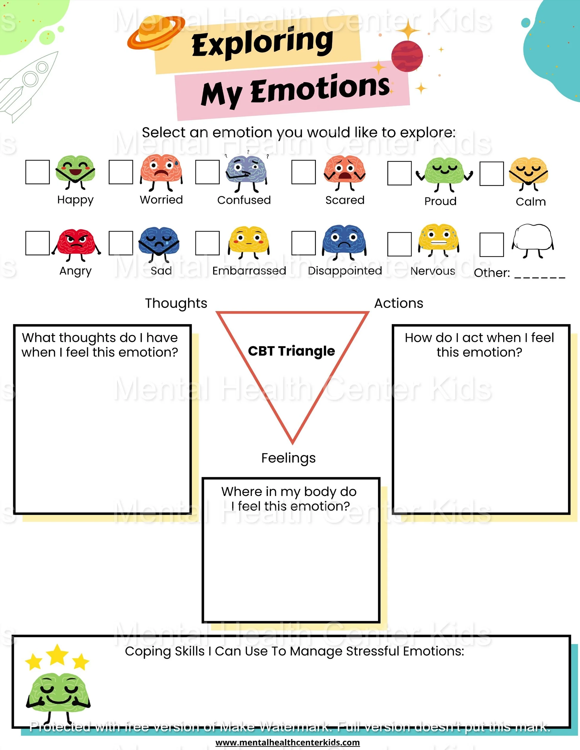 Exploring Emotions Worksheet Mental Health Center Kids