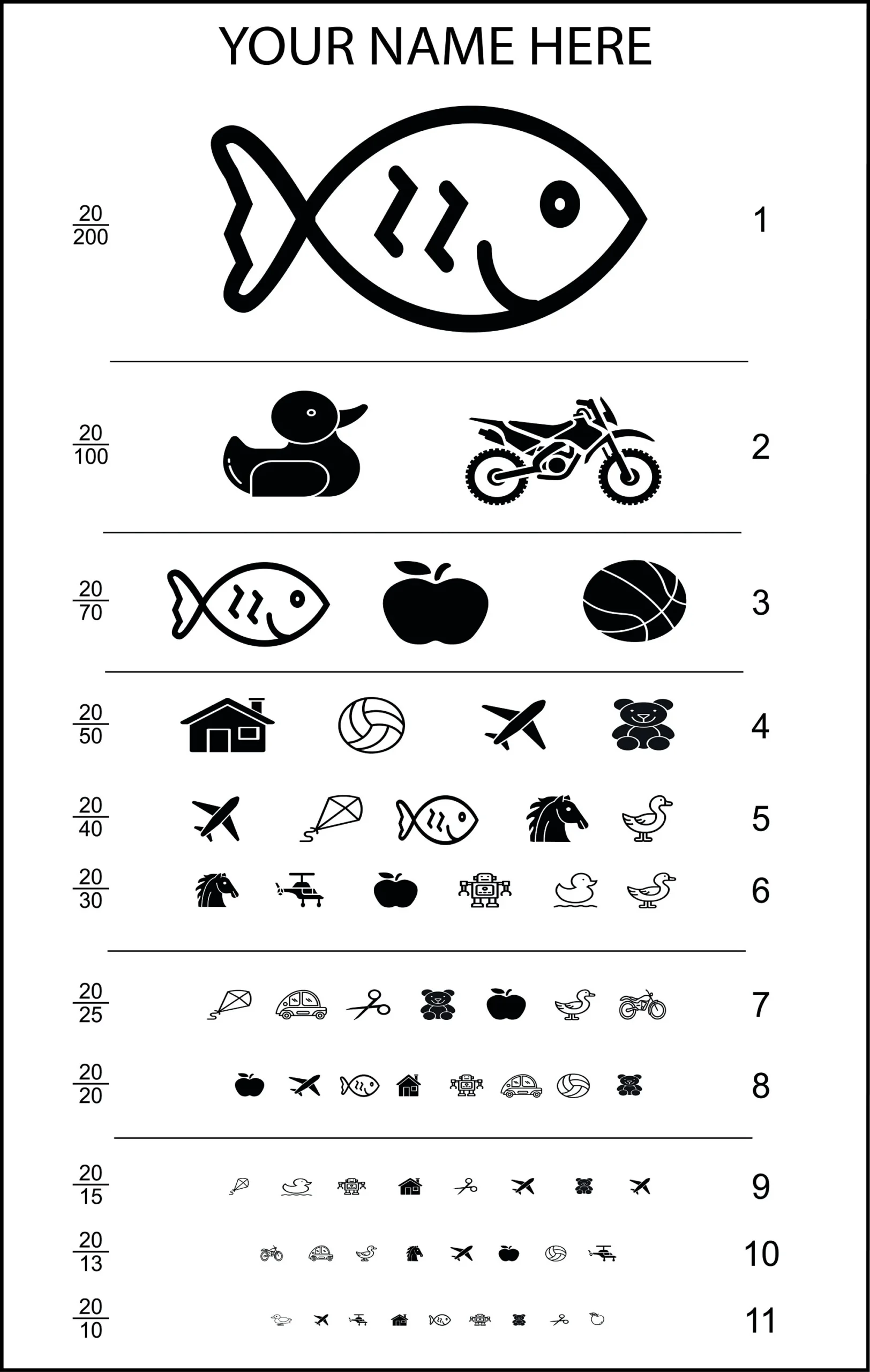 Eye Test Chart For Kids PRINT READY Etsy