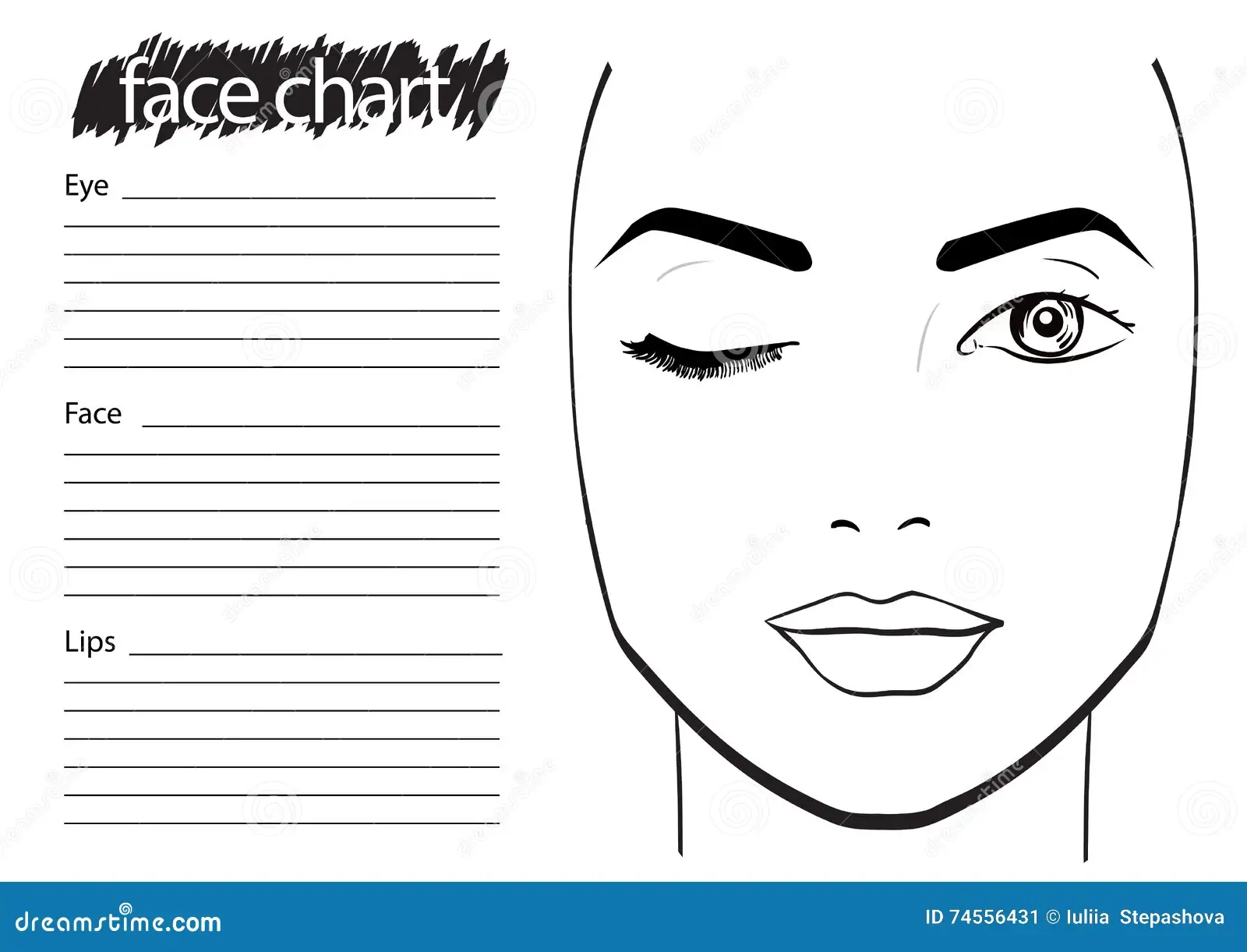 Face Chart Makeup Artist Blank Stock Illustration Illustration Of Fashion Element 74556431