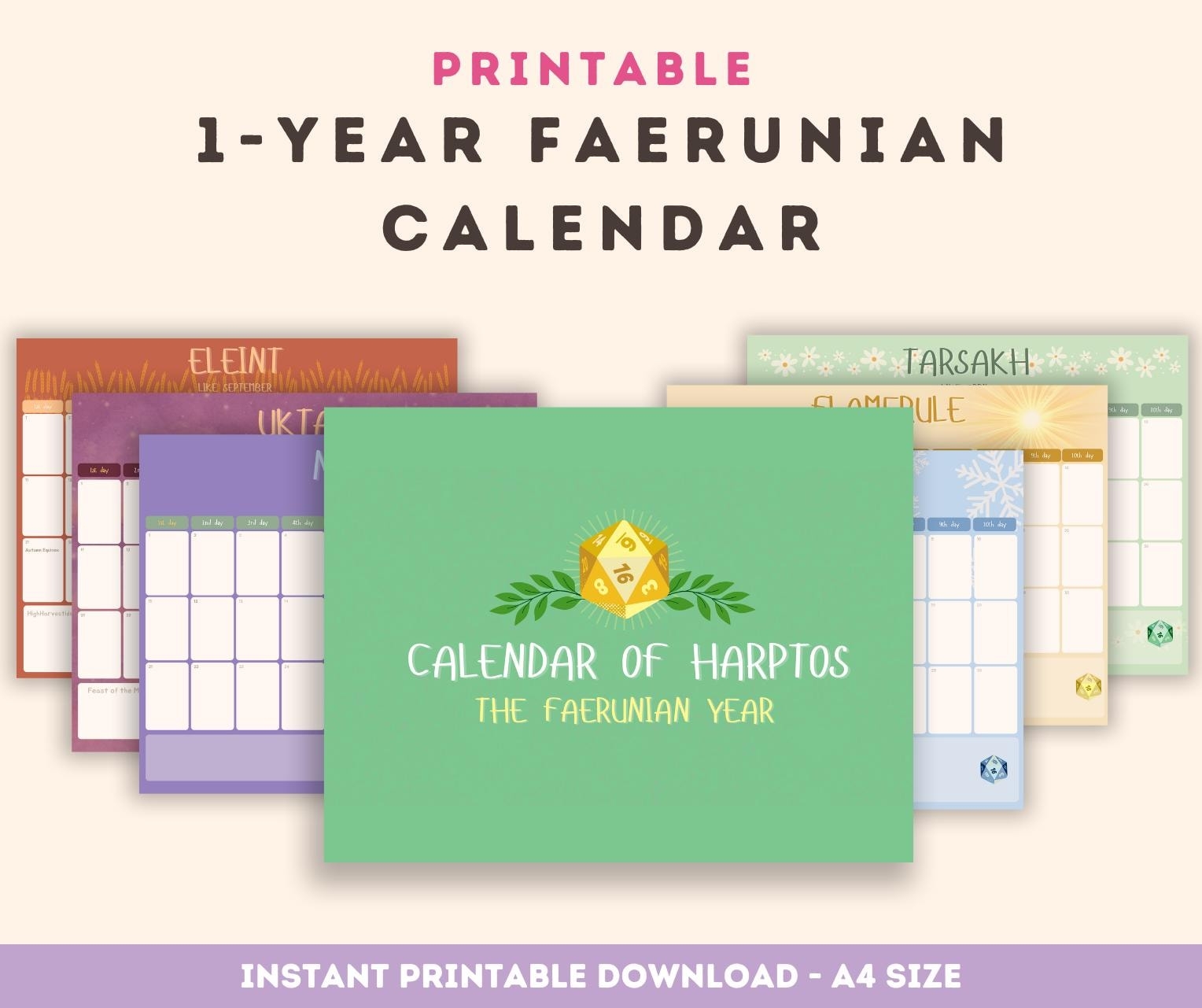 Faerun Calendar Etsy