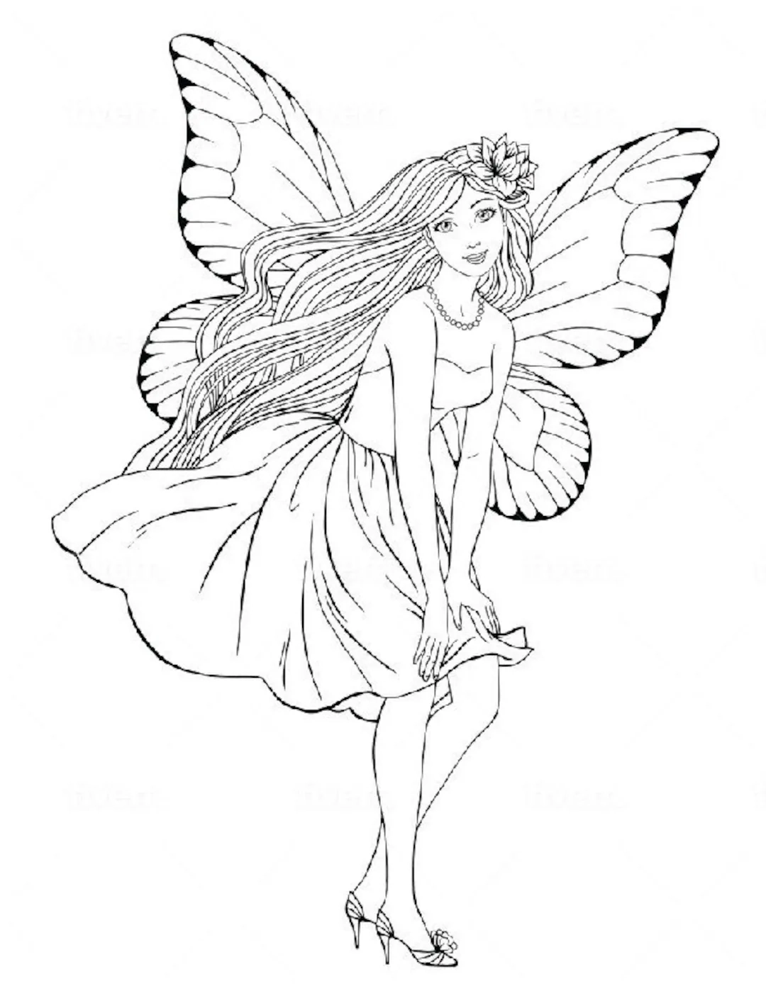 Fairy Coloring Page Printable Coloring Sheet Instant Download Printable PDF Digital Coloring Page Etsy