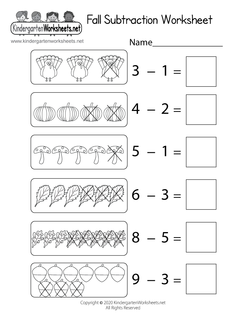 Fall Subtraction Within 10 Worksheet Free Printable Digital U0026 PDF