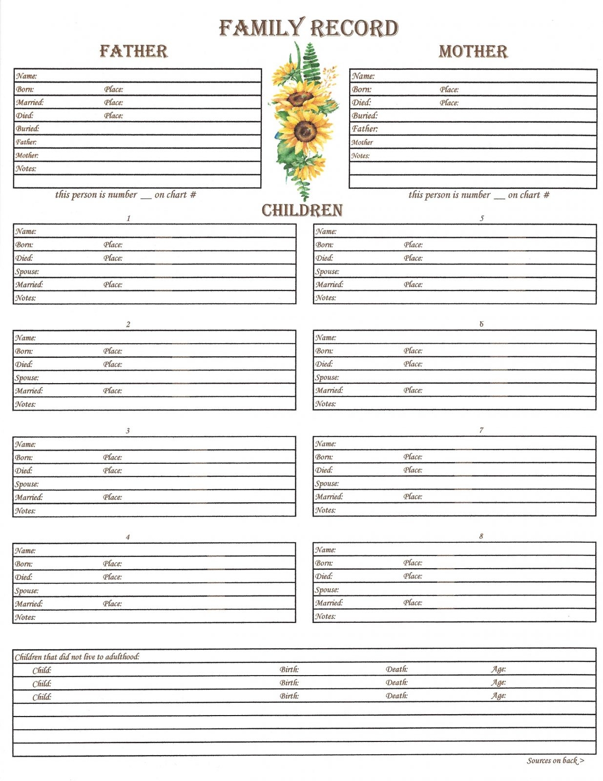 Family History Charts Printable Family History Charts Printable
