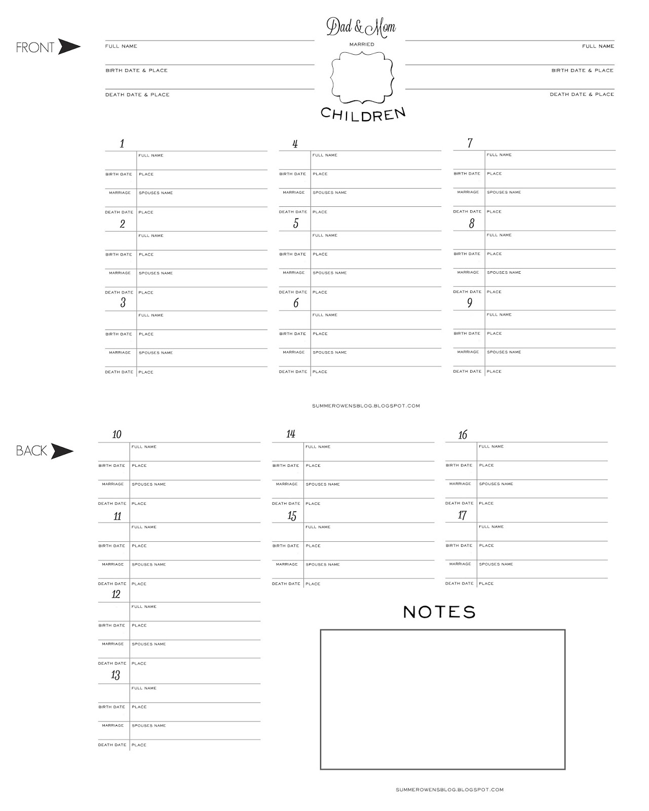 Printable Family Group Sheet Lds
