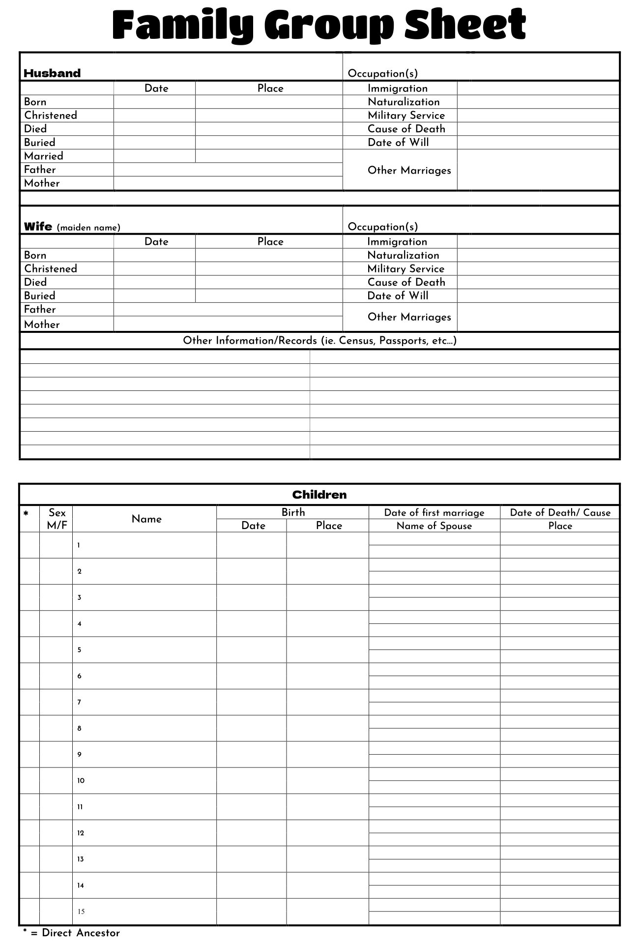 Family Group Sheets 10 Free PDF Printables Printablee