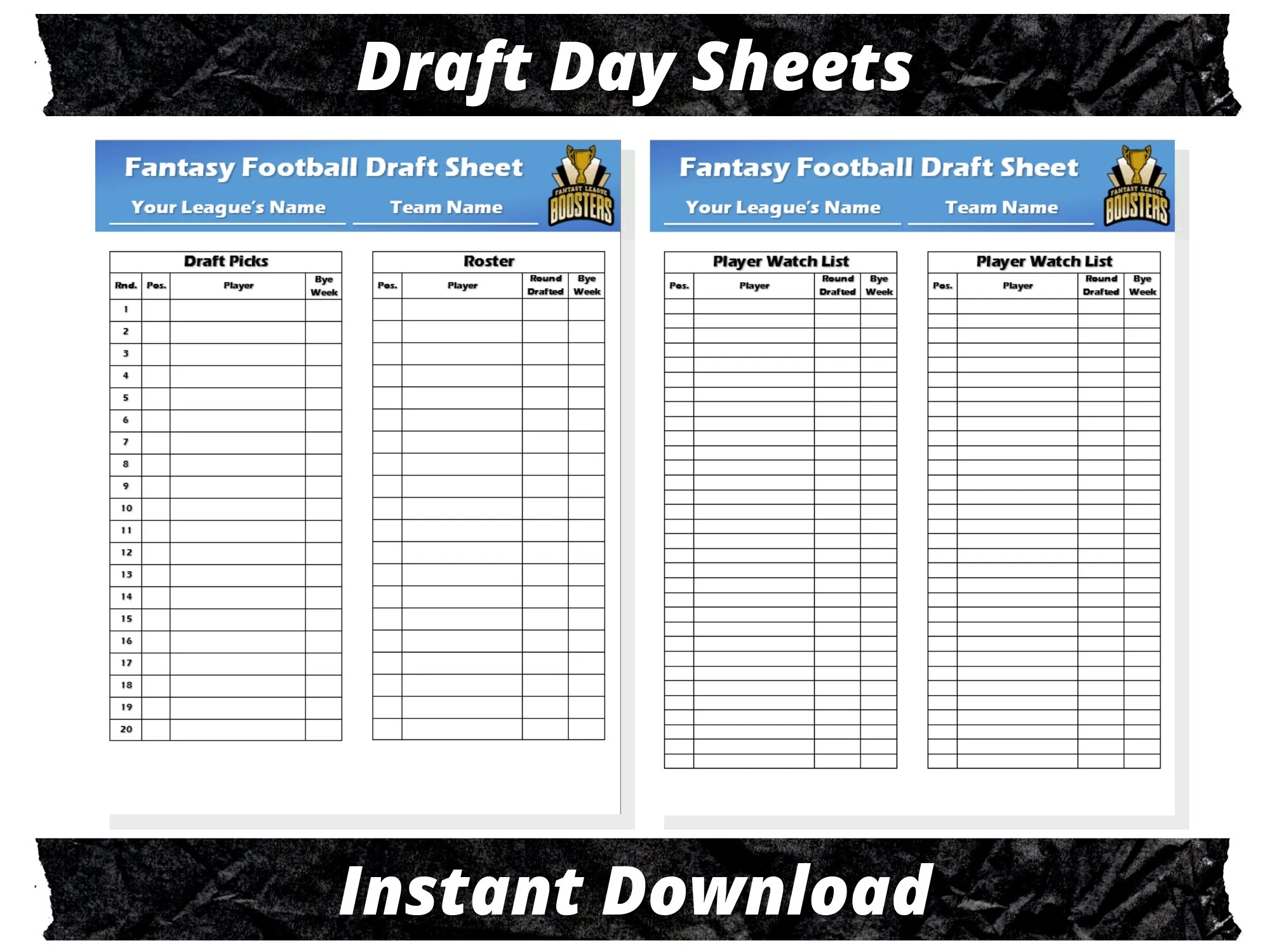 Fantasy Football Sheets Printable