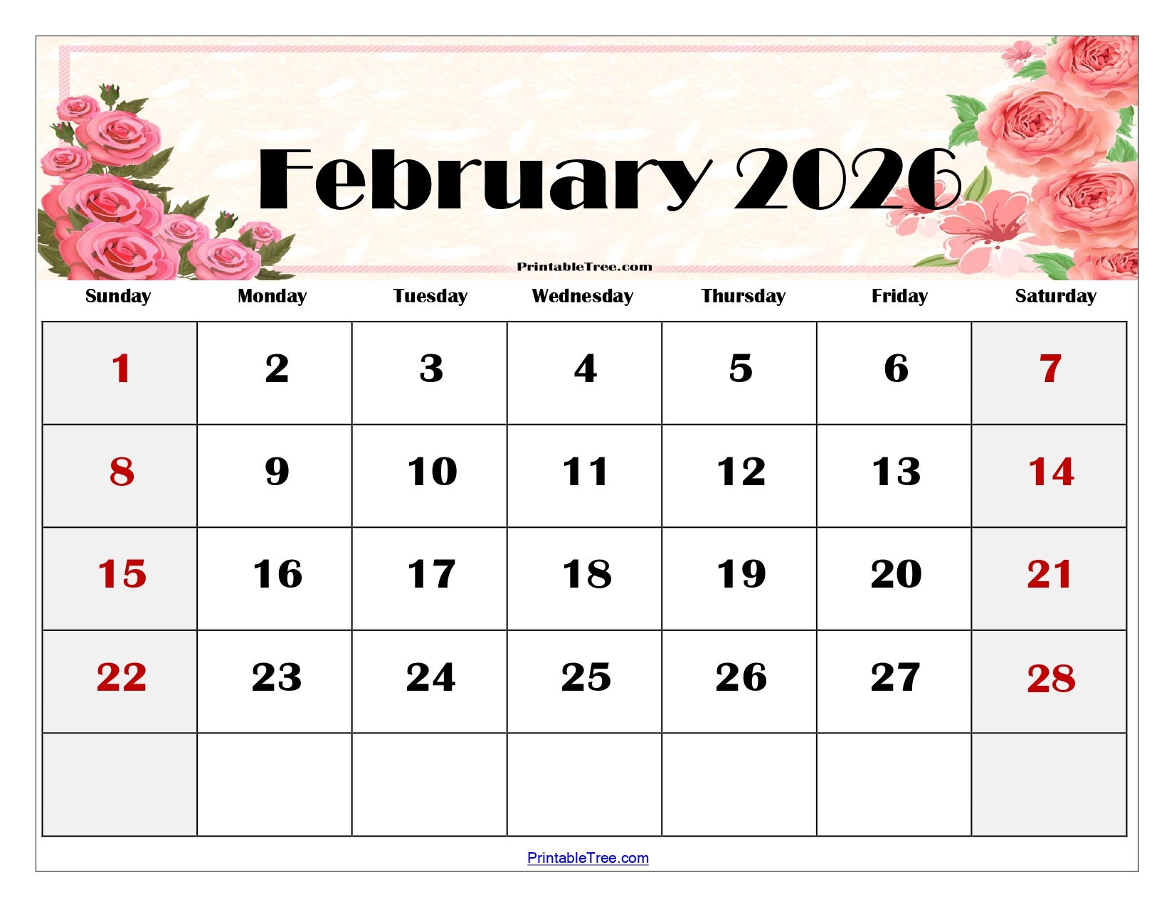 February 2026 Calendar Printable PDF With Holidays Templates