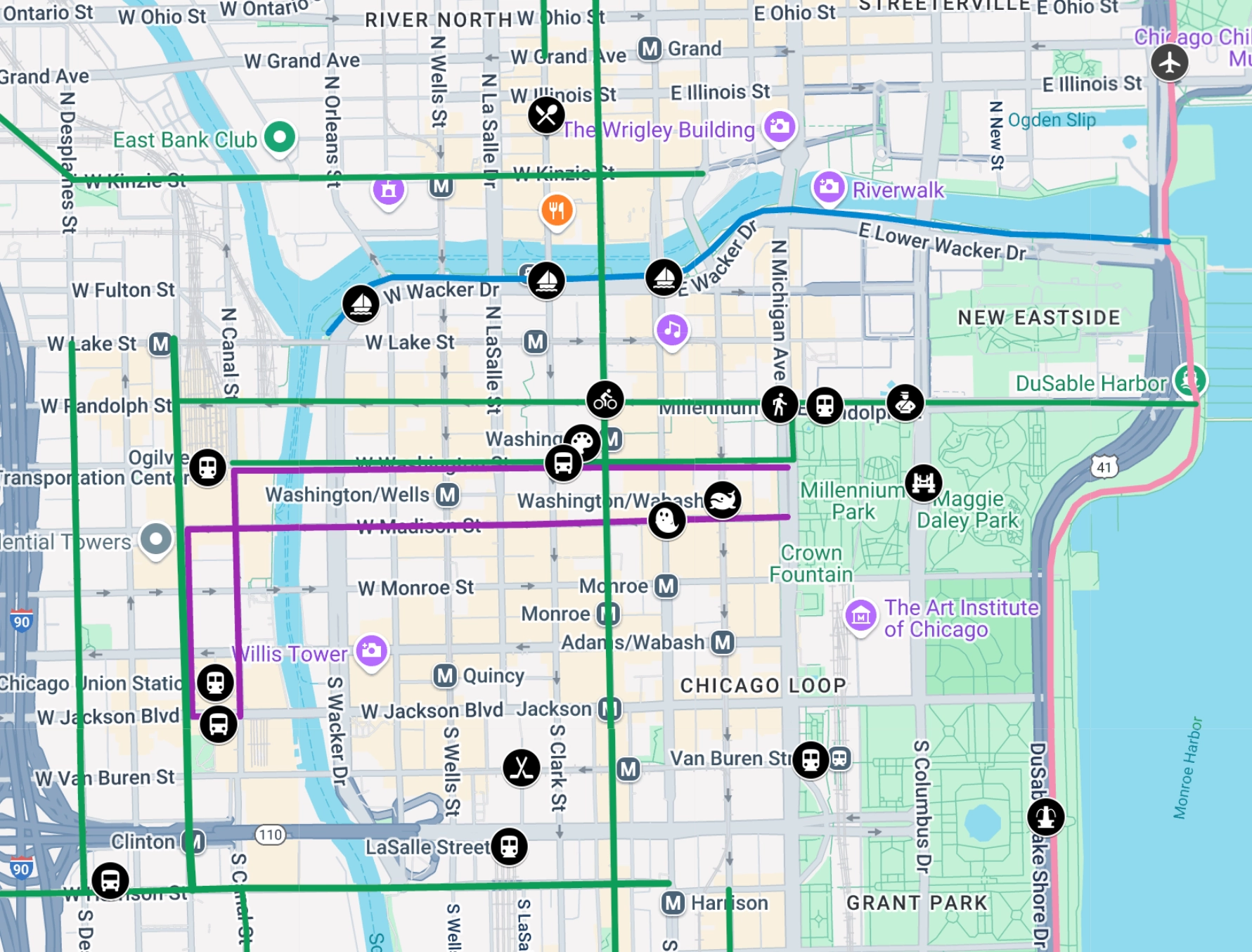 Feeling Out Of The Loop Try Our Interactive Map Of Walk bike transit Landmarks In Downtown Chicago Streetsblog Chicago