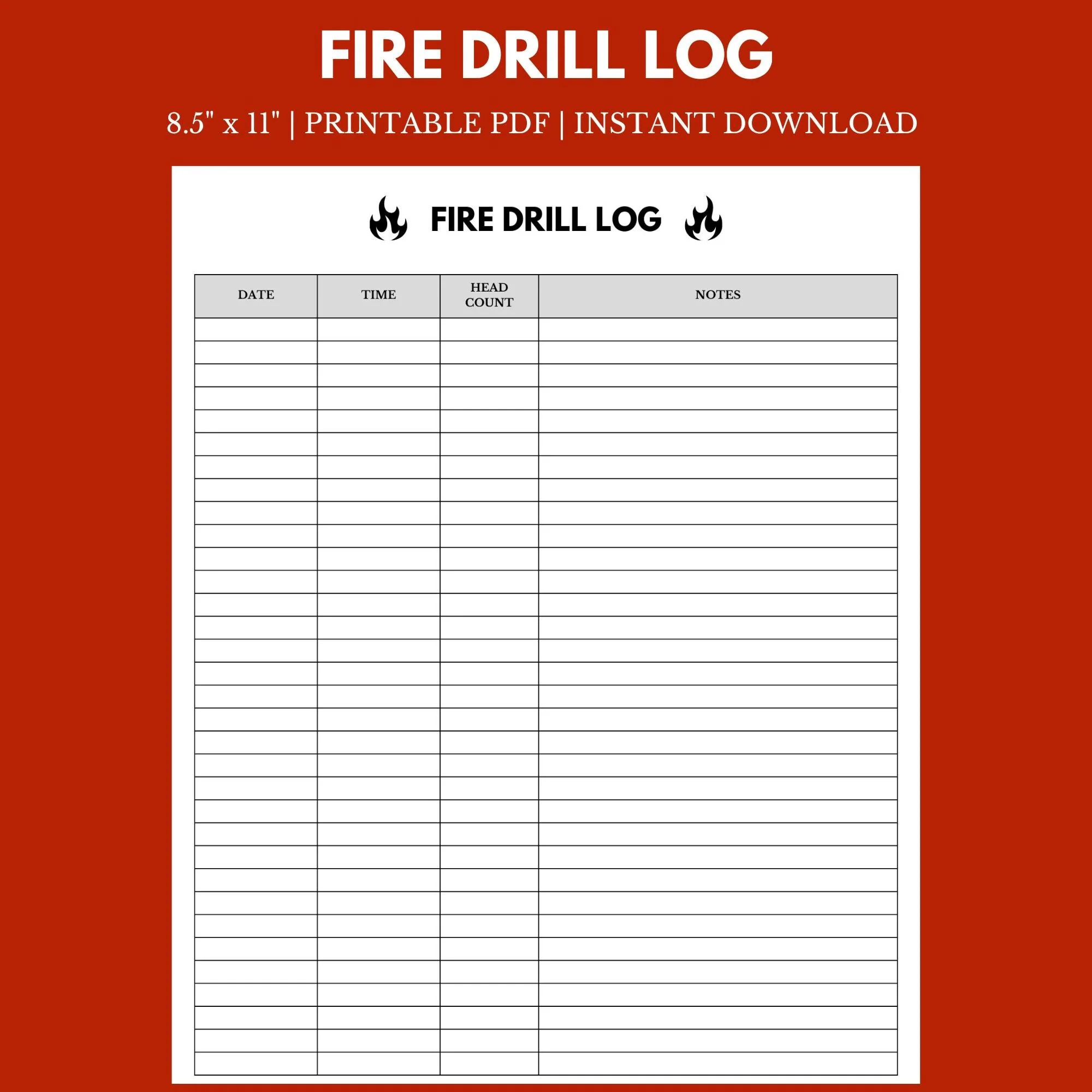Printable Fire Alarm Log Sheet Template
