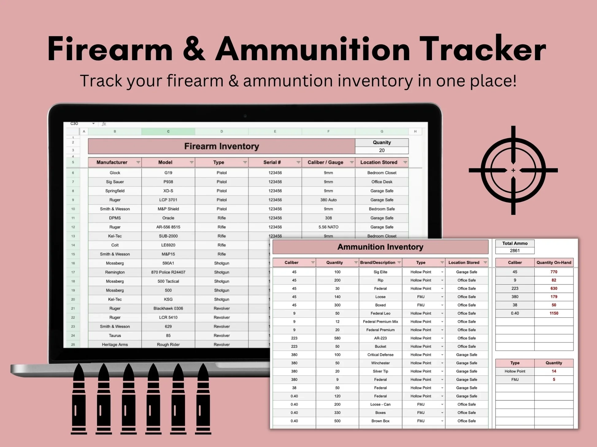 Firearm Ammunition Tracker Google Sheets Template You Are Loved Templates