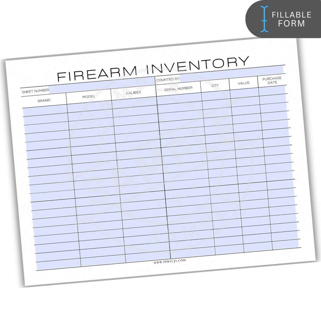 Firearm Inventory PDF Gun Collection Log Tracker Printable Pages By CJY