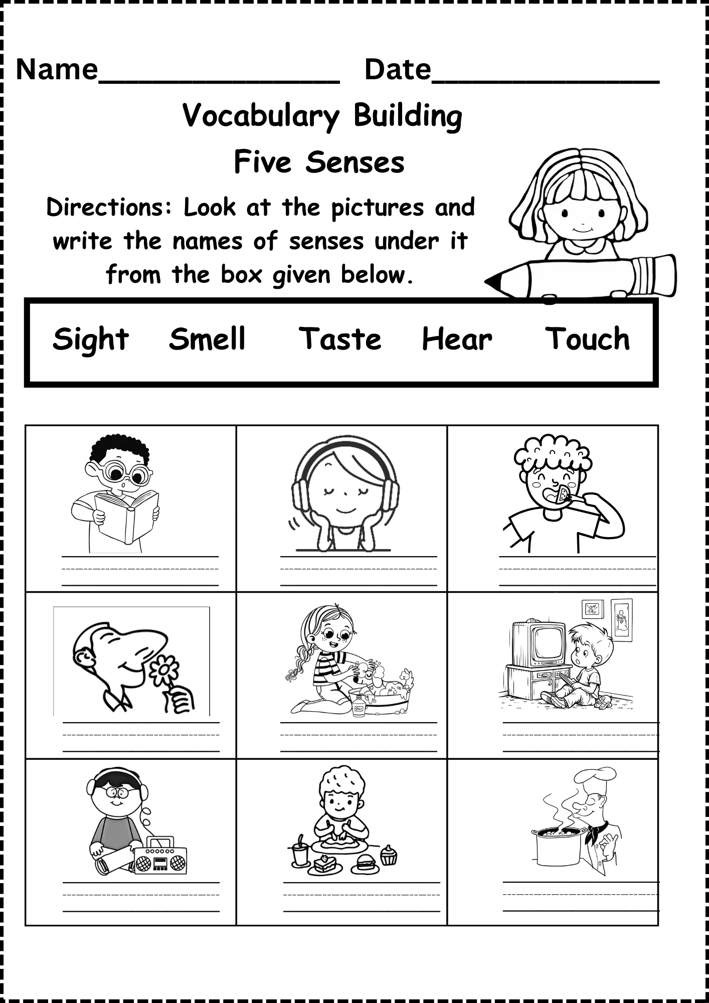 5 Senses Worksheet Preschool Free Printable