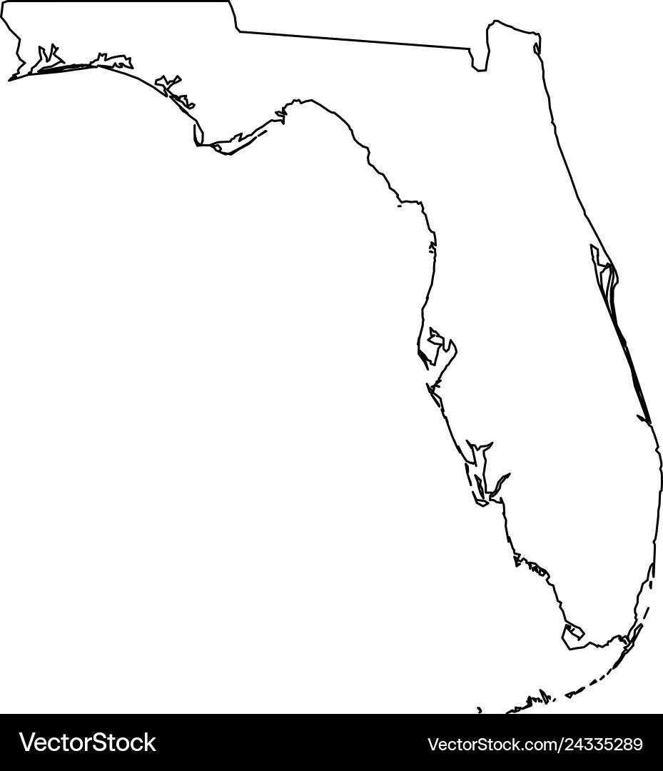 Florida State Map Black Outline Royalty Free Vector VectorStock Florida State Map Black Outline Royalty Free Vector VectorStock