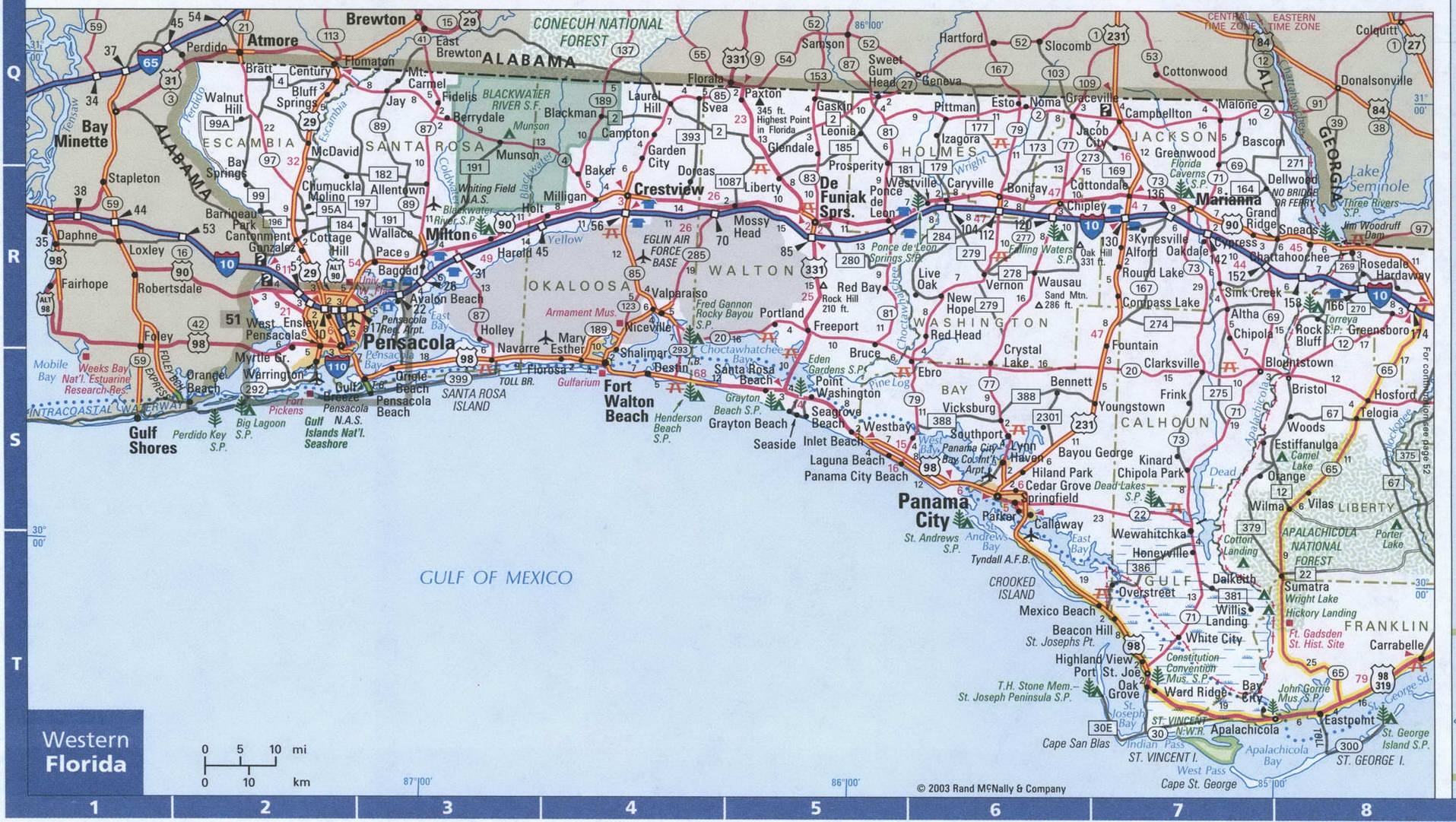 Florida Western Roads Map Map Of West Florida Cities And Highways